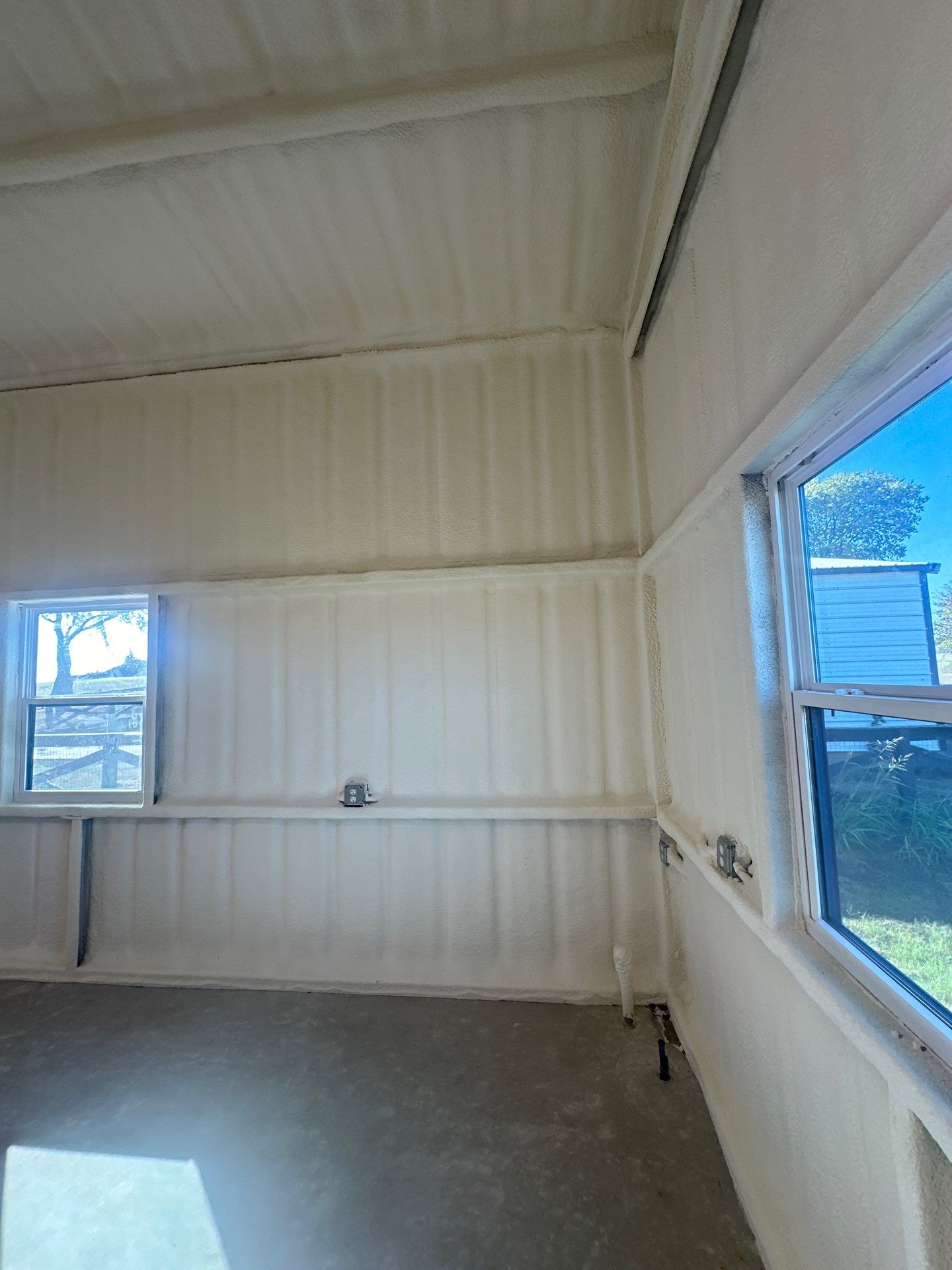 2" close cell foam on this new shop Sanger Tx  by Apex Insulation Solutions