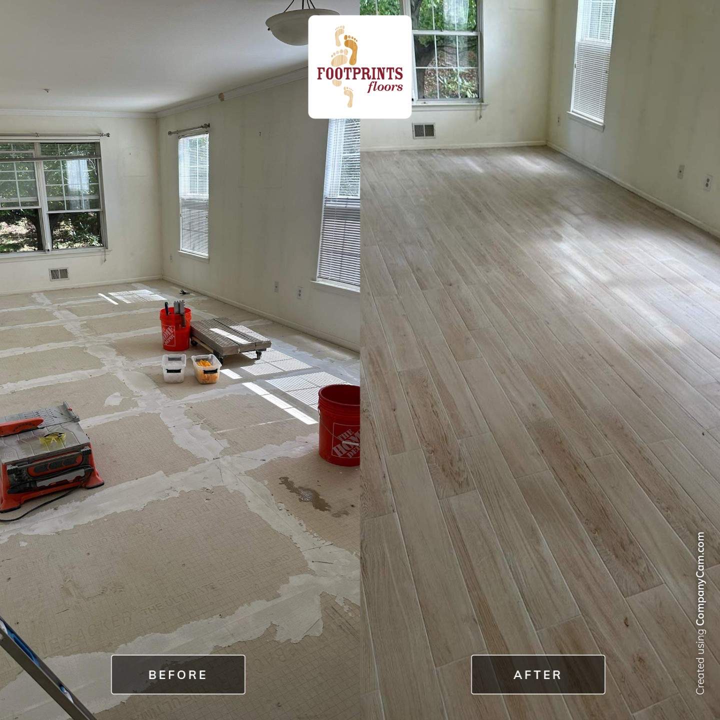 Plank Tile installation using Large Format Porceline Tile by Footprints Floors Morristown