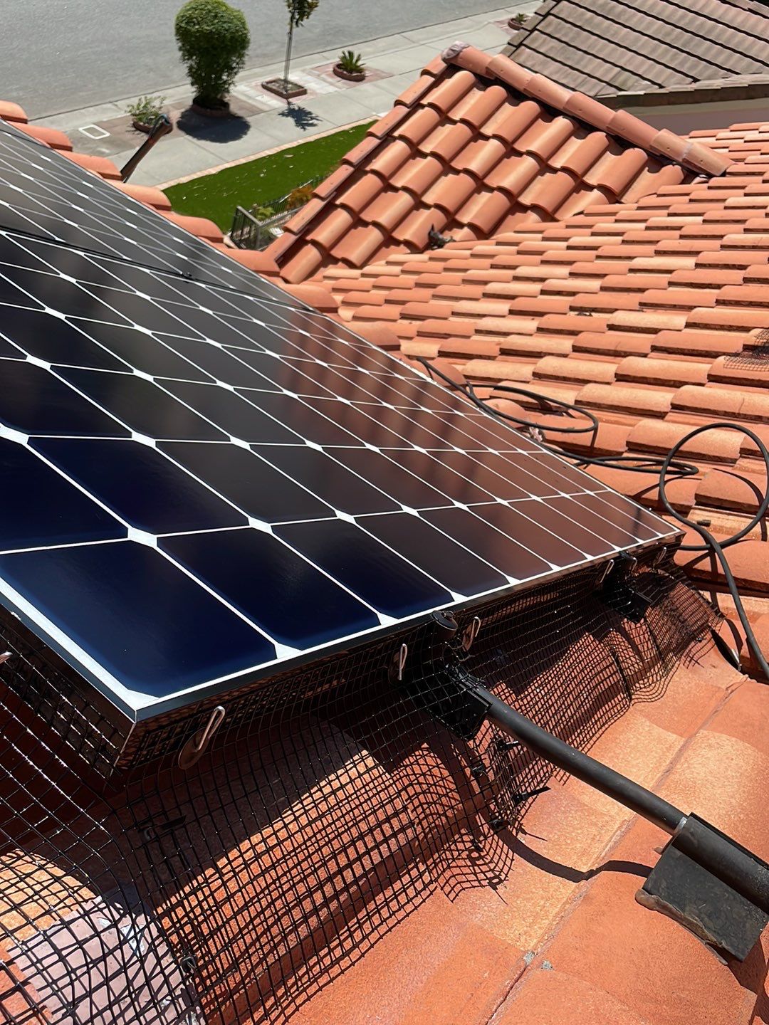 Solar Panel Bird Proofing using Critter Guard Mesh by All One Solar Shine