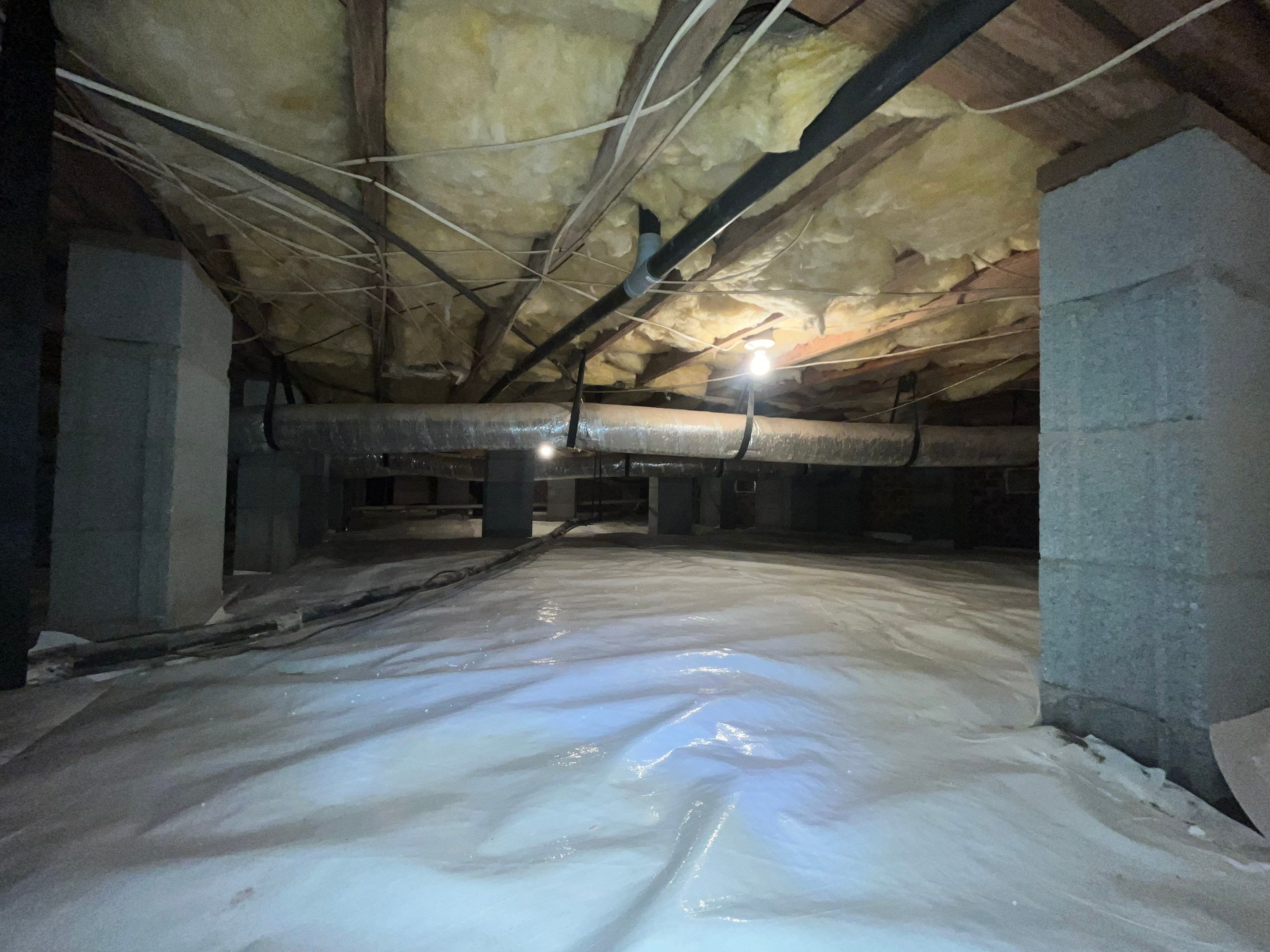 Dehumidifier and Moisture Barrier install with Structural repairs. by Impact Crawlspace