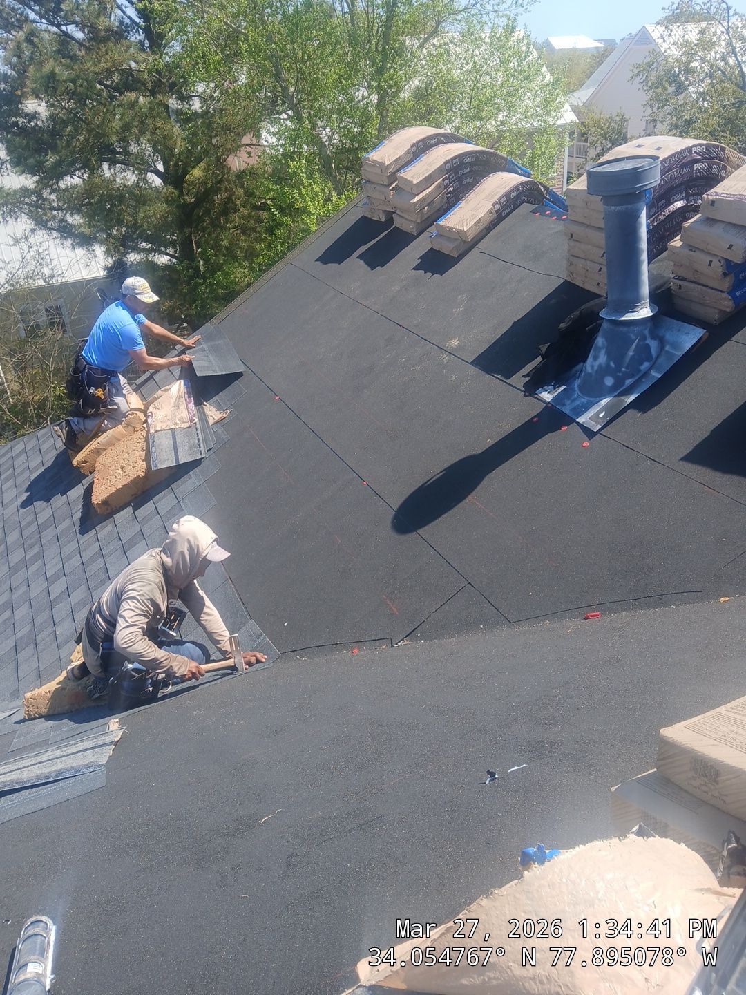 Roof Replacement (FORTIFIED Roof™ System) using CertainTeed Landmark Pro Shingles – Max Def Moire Black in Carolina Beach, NC by your trusted local roofing company near me by RGR Construction and Roofing, LLC