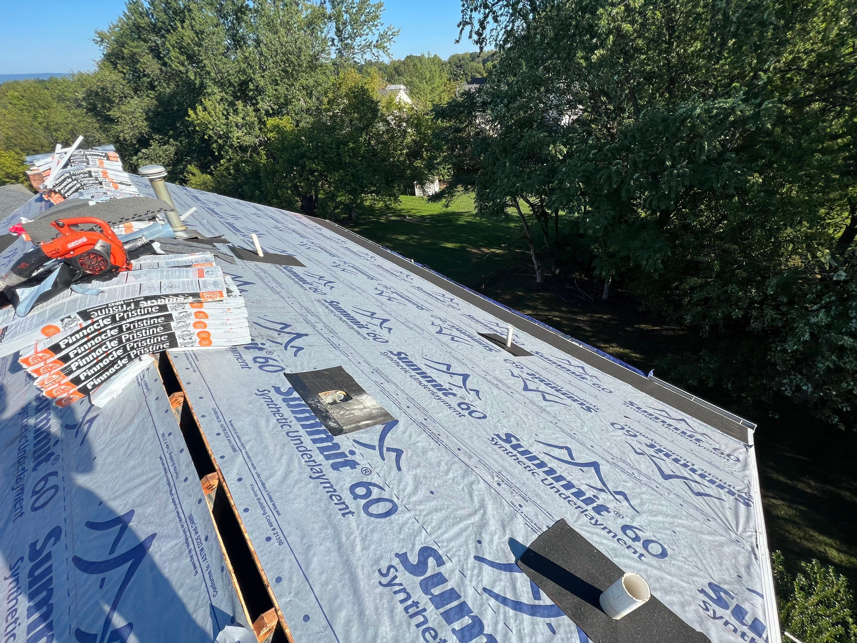 Residential Roofing Installation using Atlas Pinnacle Pristine Pewter Architectural Shingles by Frederick Roof Repair