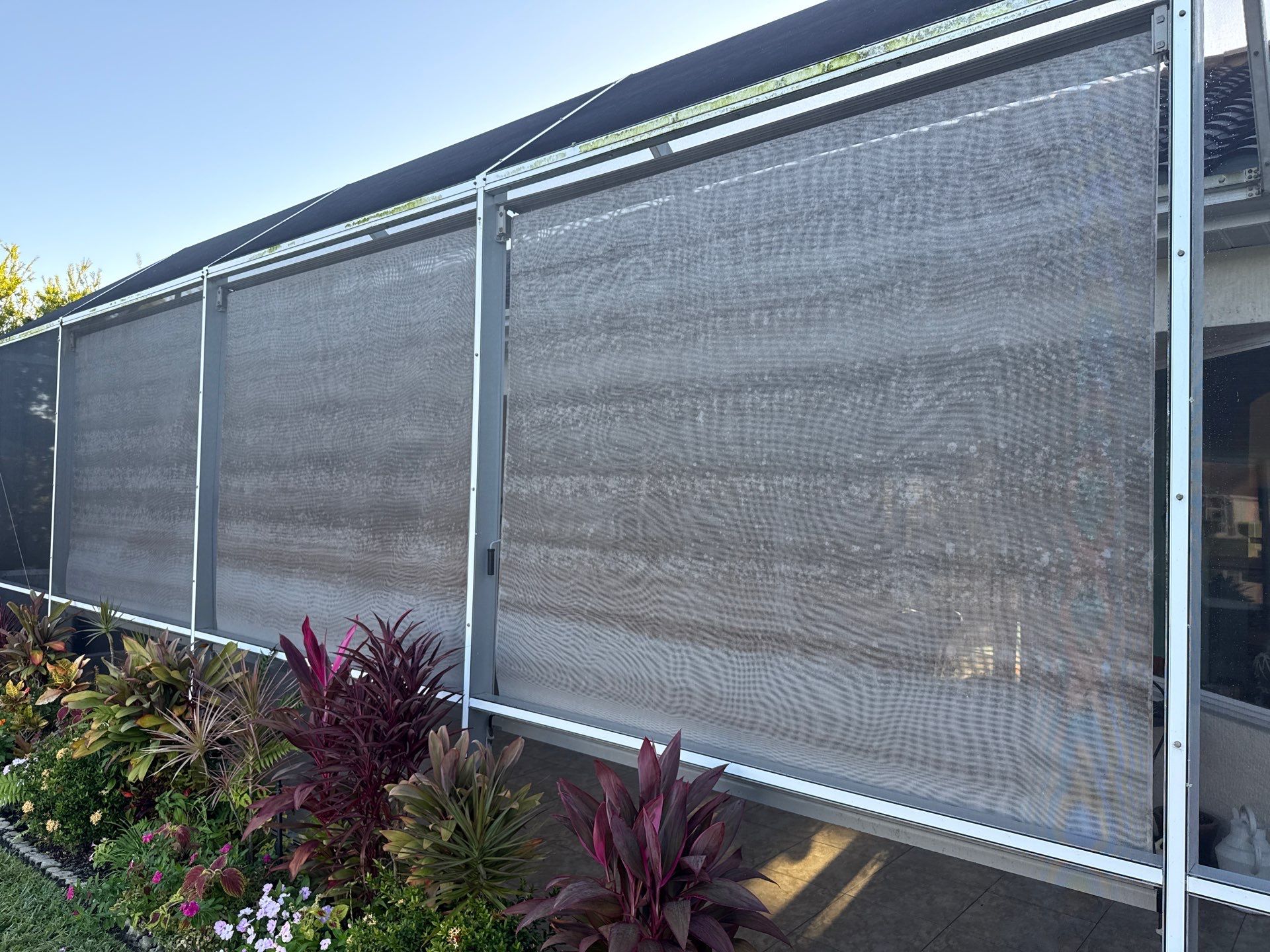 University Park Lanai Transformation | Screen Enclosure & Shade Cleaning by Sunshine AquaWash