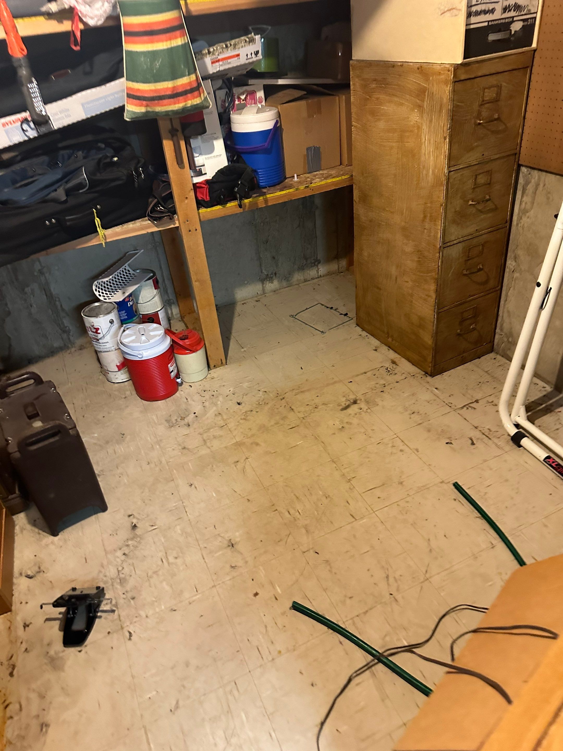 Granger storm water pushed through basement window and flooded the finished basement by BlueRed Restoration