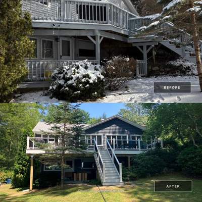Deck replacement using Trex Transcend Rope Swing and Transcend Railings.Trex Rainescape 