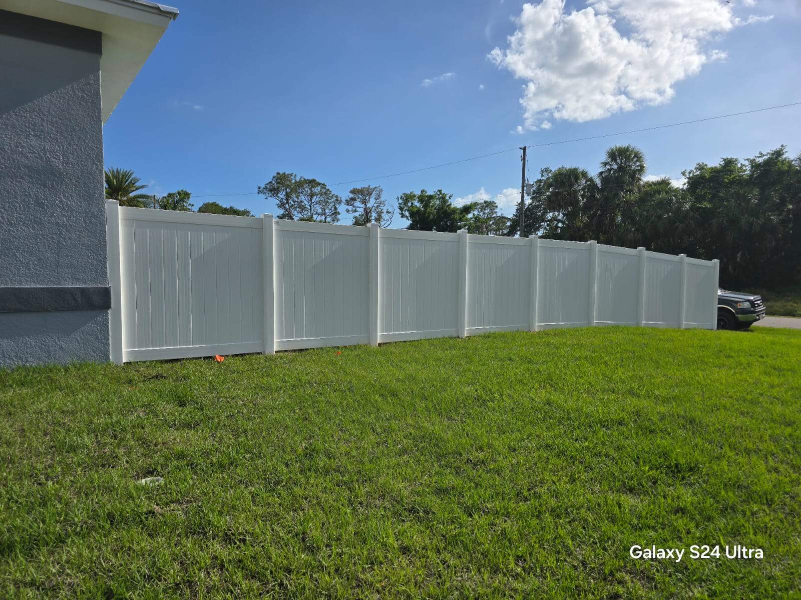 Residential White Vinyl Privacy Fence Installation in North Port by True Fence LLC
