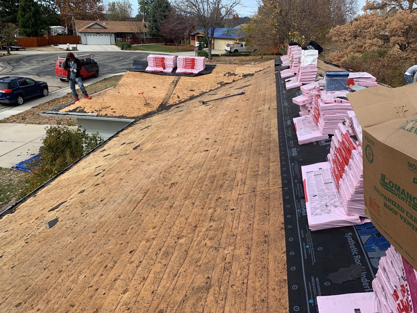 Boise single level low pitched roofing installation using Owens Corning in Teak by ID Roofing LLC