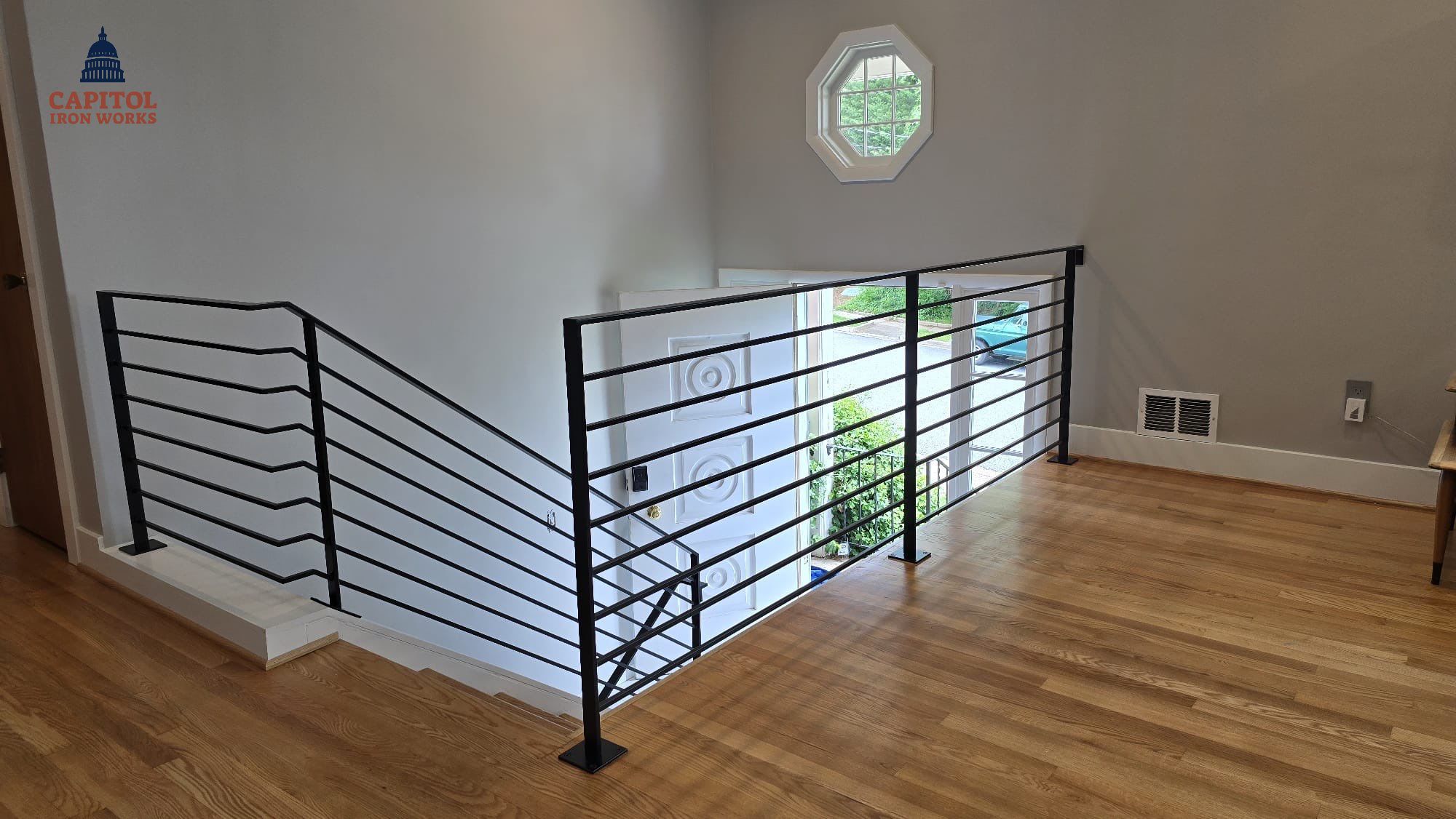 Modern Horizontal Iron Railings – Nottingham St – Arlington, VA by Capitol Iron Works
