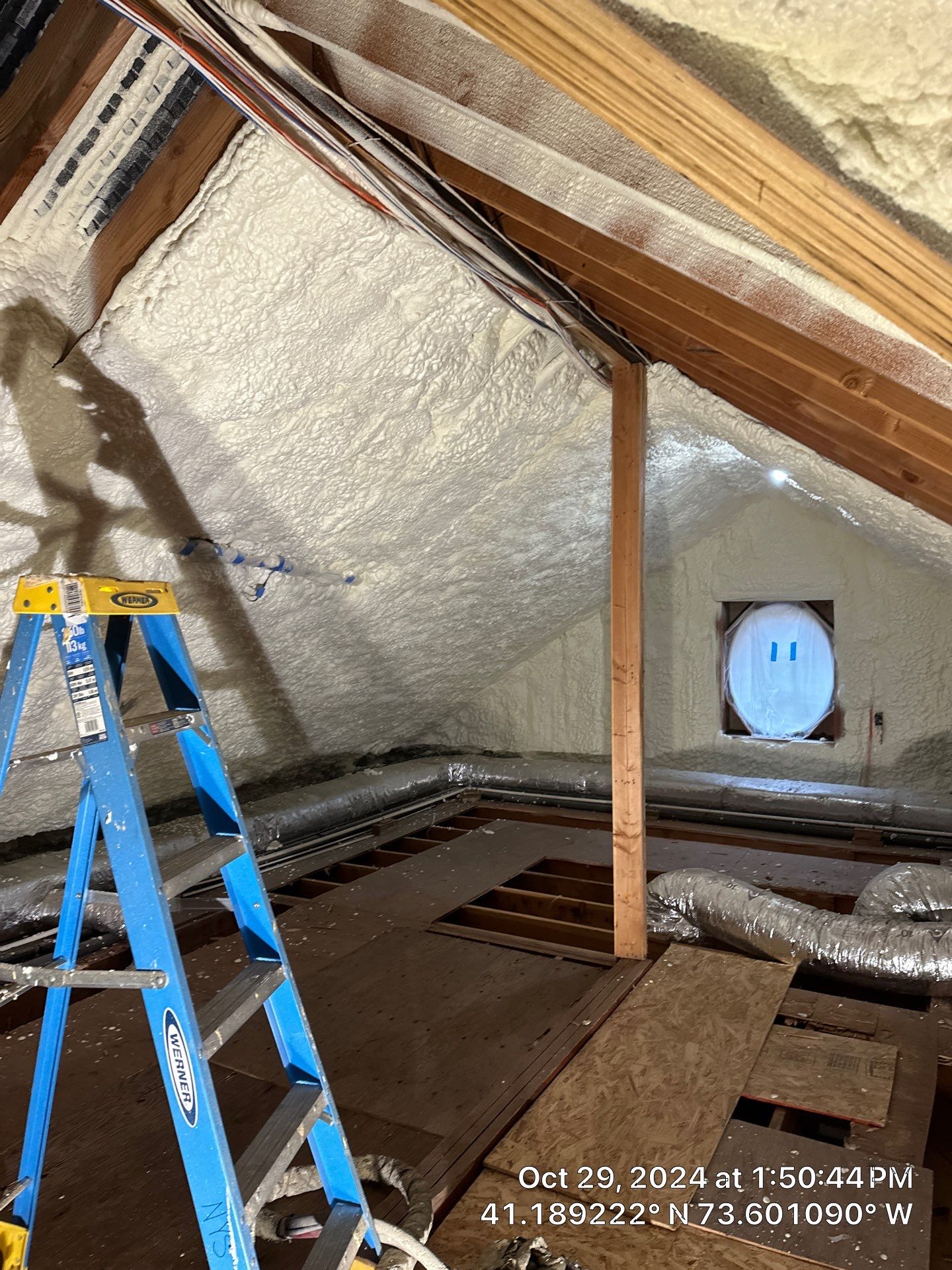 Attic Insulation using open cell spray foam by NYS Foam & Energy