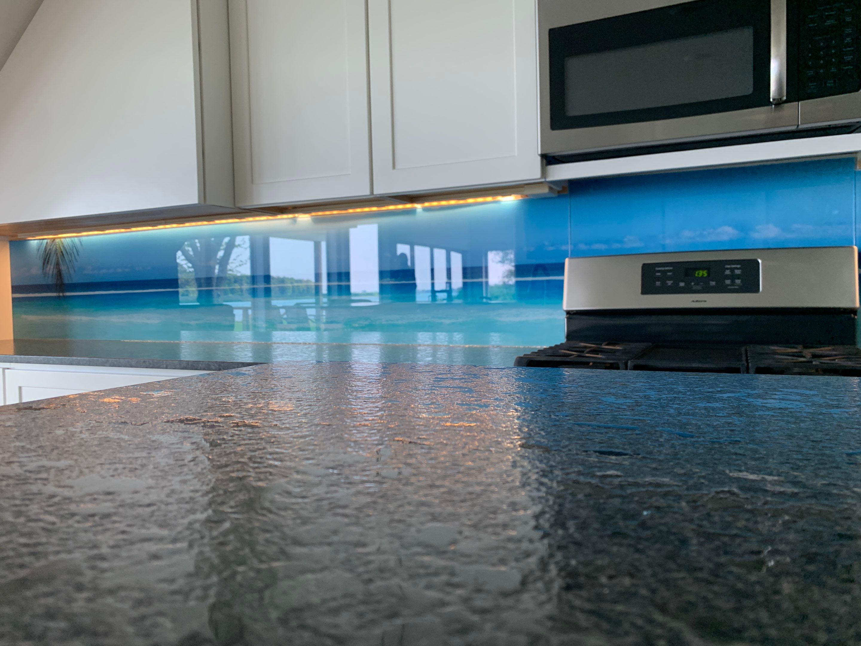 Kitchen Remodel using Maui Beach IMAGIO Solid Glass Backsplash by IMAGIO