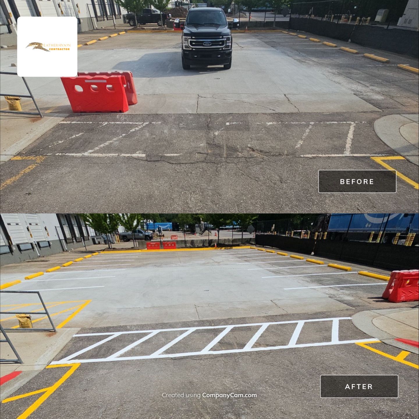 Striping Amazon Parking Lot  by Billy Weatherspoon Contractor
