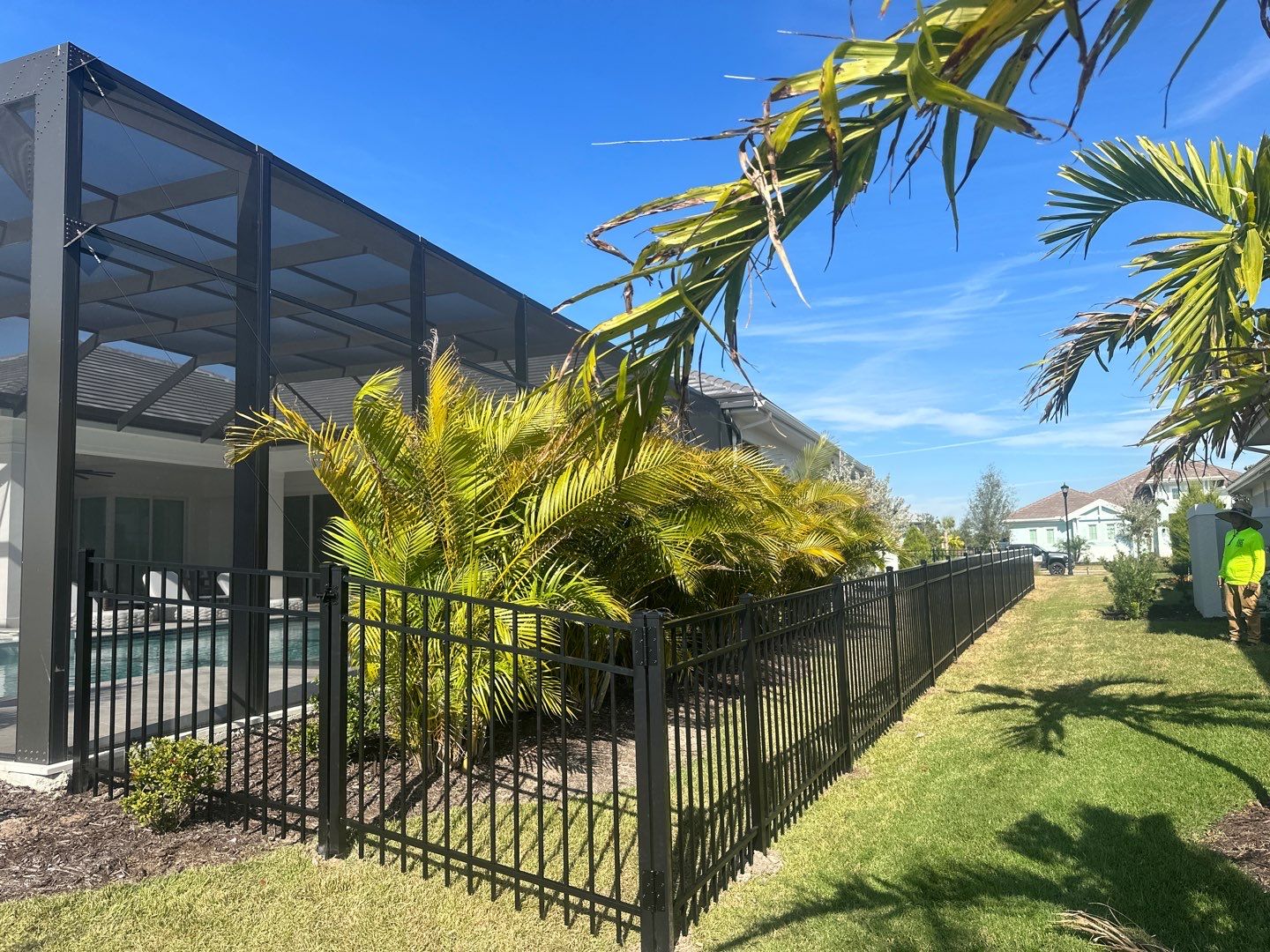 Aluminum Fence Installation using Black 3 Rail Aluminum Fence by Asap fence and gates, LLC