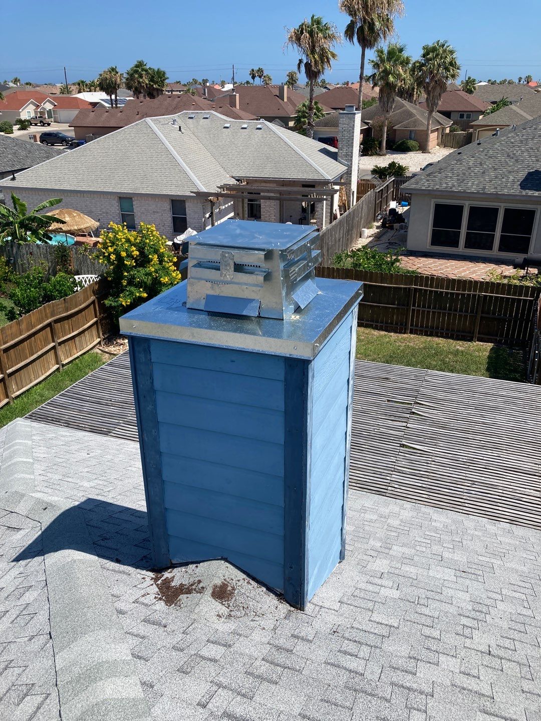Chimney Cap & Chase Replacement using Custom Fabricated Galvanized Metal by Lighthouse Roofing