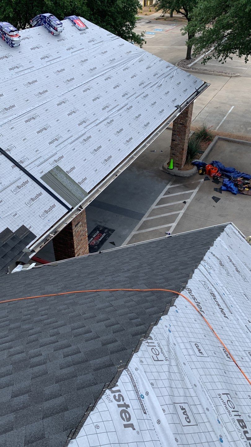 Commercial Roof Installation using GAF Shingles in Dallas Texas by Elite Roofing LLC