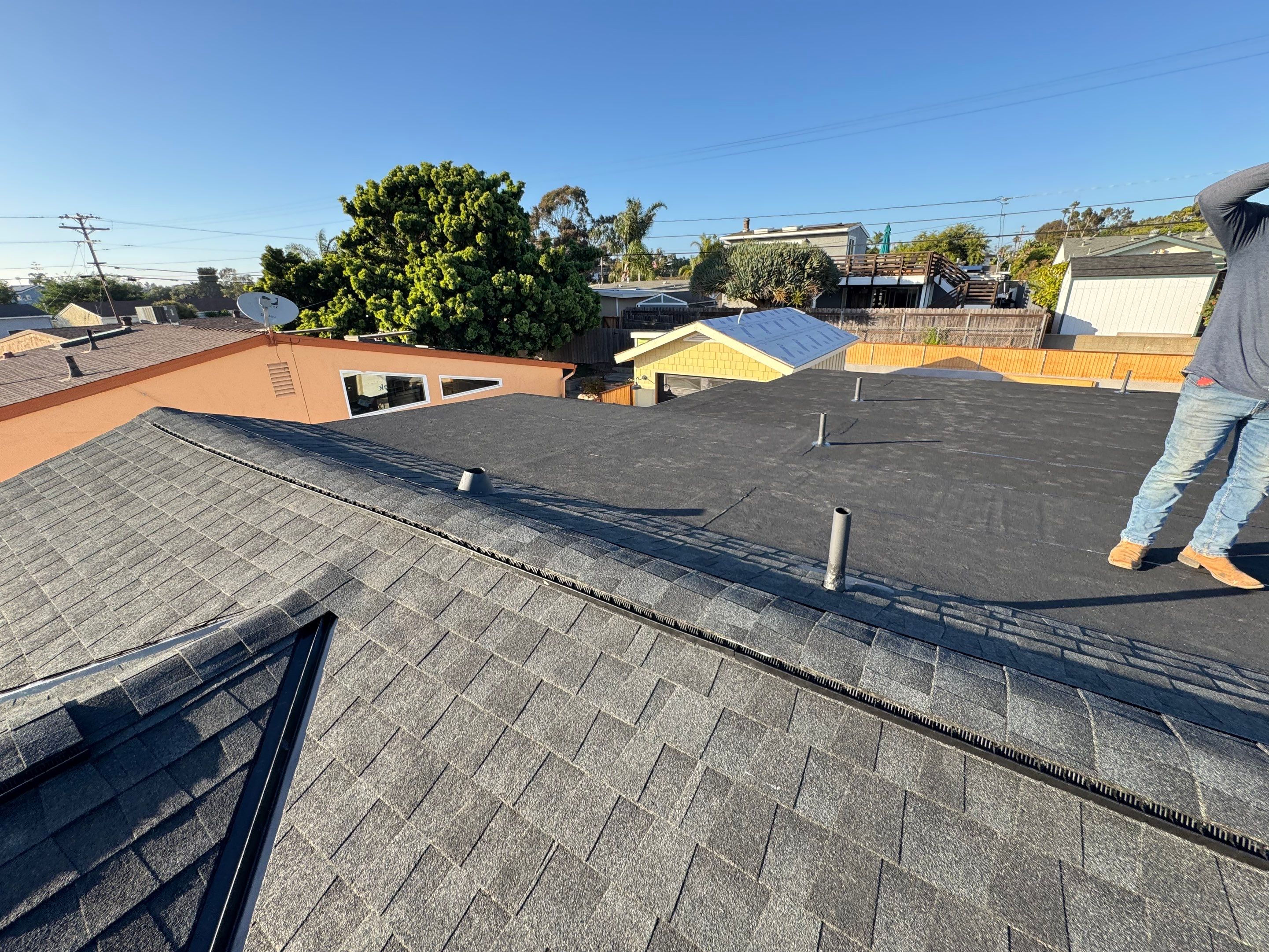 San Diego (Clairemont) New Construction Hybrid Roof | GAF Shingles & Torch-Down Roofing by Zenith Roofing Services