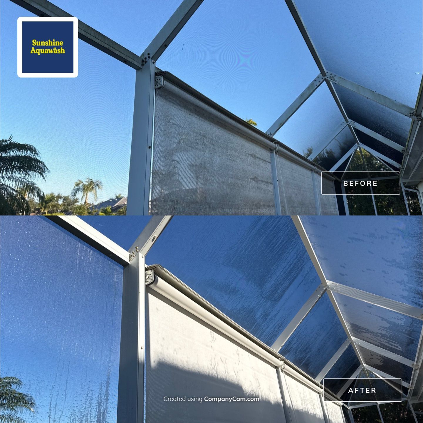 University Park Lanai Transformation | Screen Enclosure & Shade Cleaning by Sunshine AquaWash
