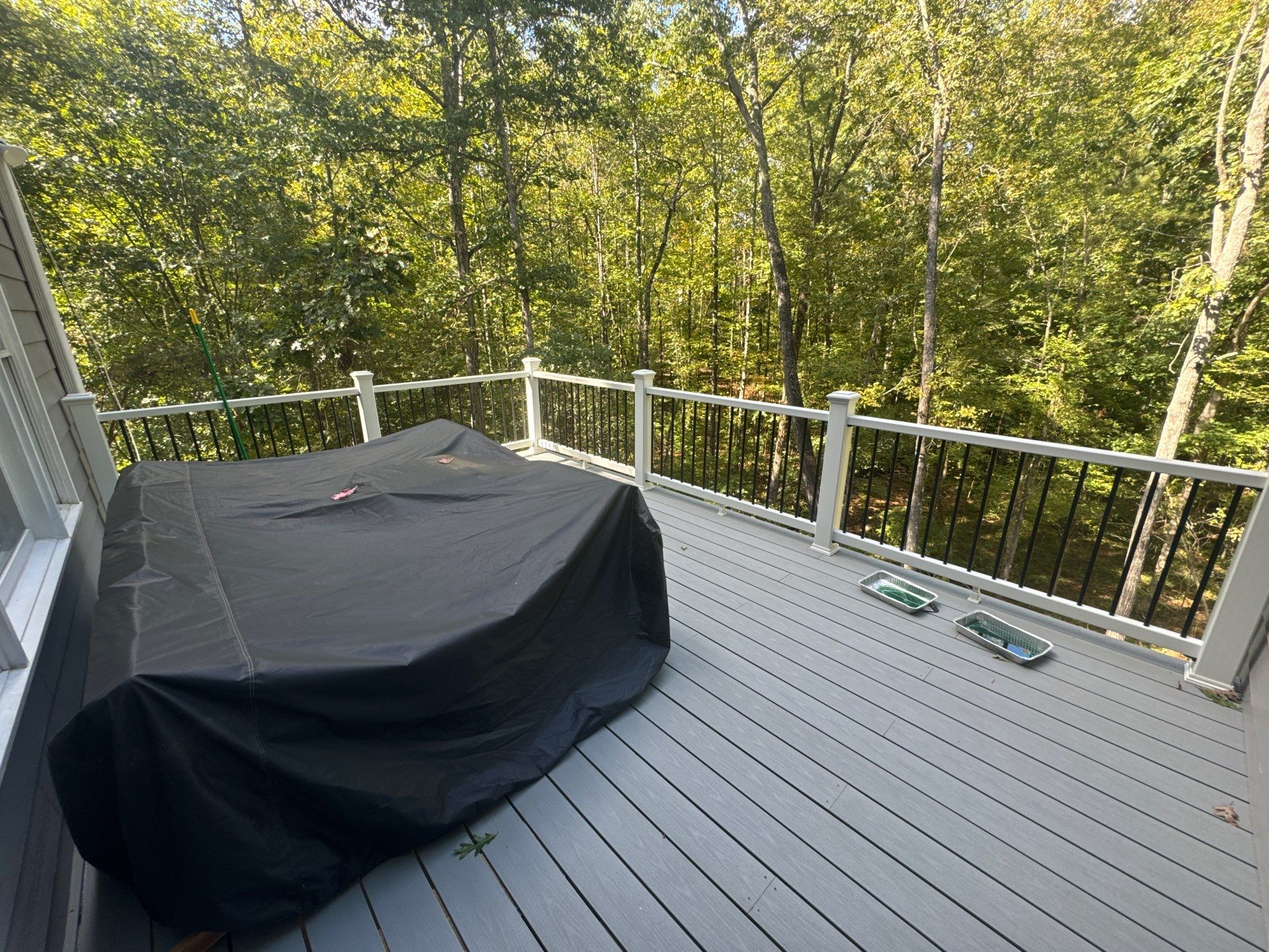 Elevated Deck Replacement with White Railings in Kennesaw by Swift Home Renovations
