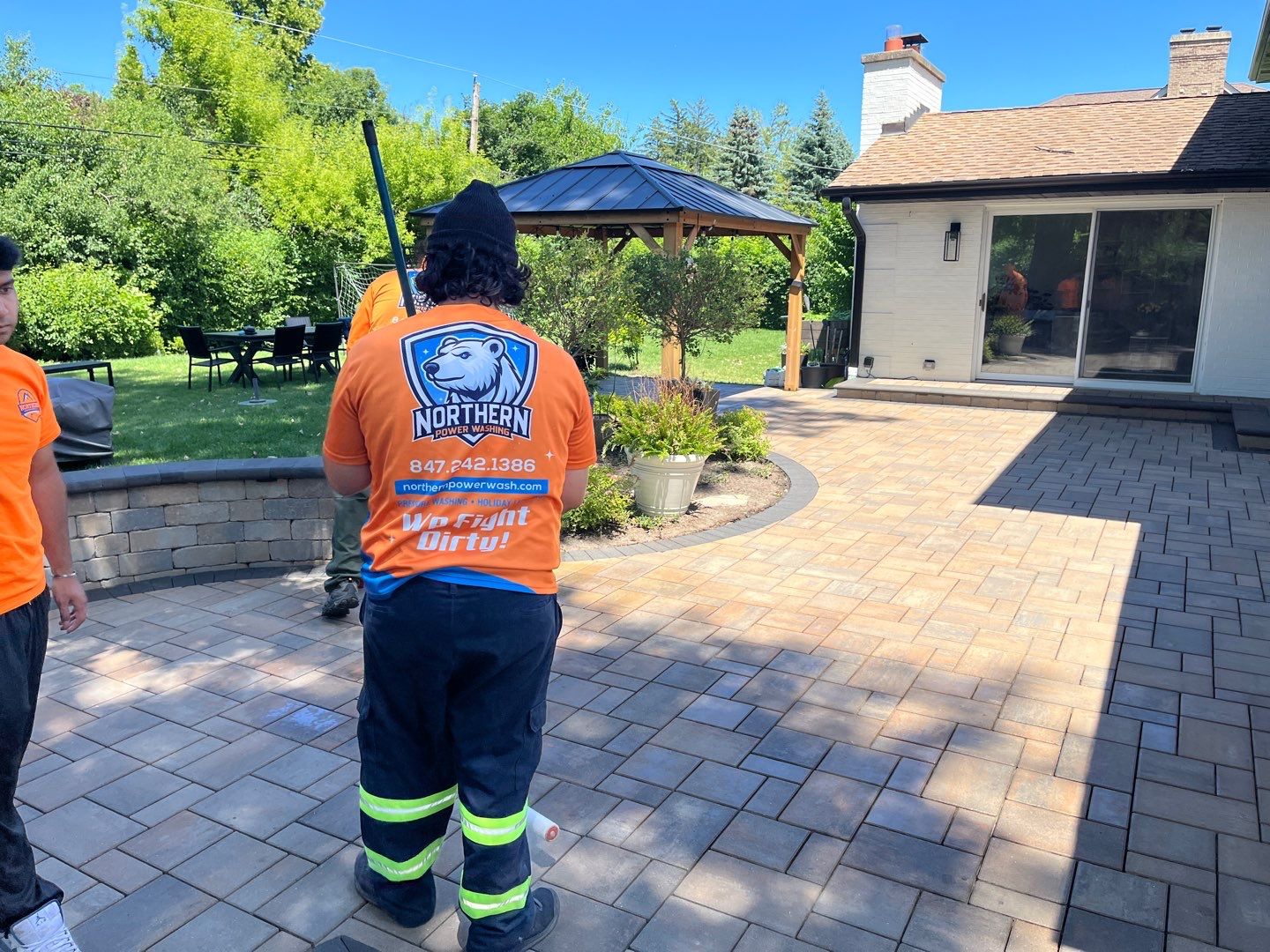 Brick paver repair, cleaning and sealing by Northern Power Washing LLC.