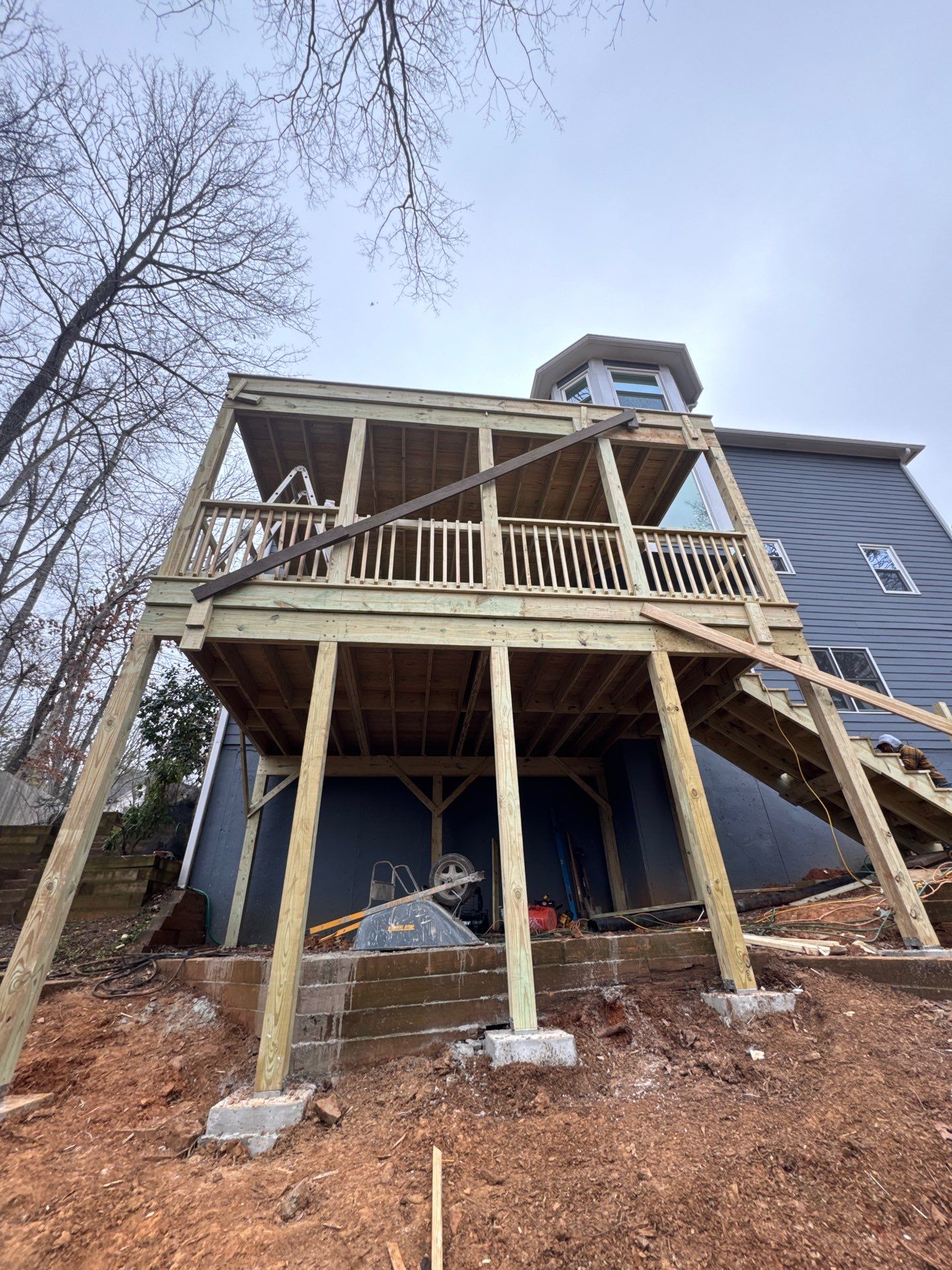 Two-Story Pressure-Treated Wood Deck Installation in Acworth, Georgia by Swift Home Renovations