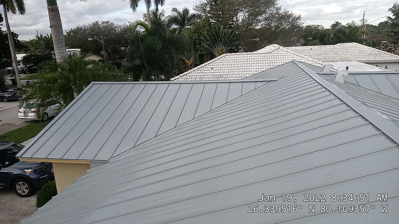 Residential Roofing Installation using 1" Nail strip metal roof by BLUES BROTHERS ROOFING