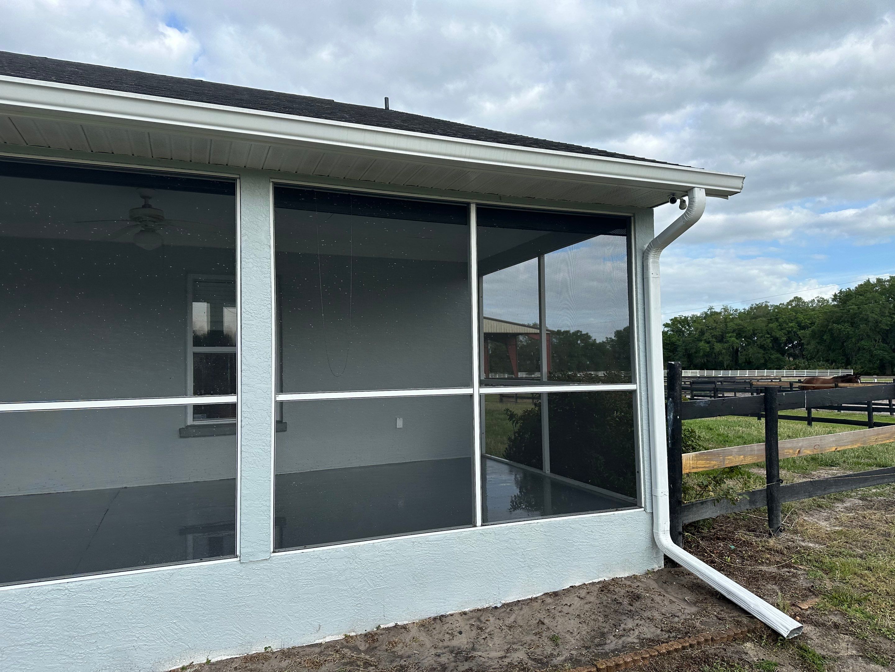 Vinyl Horse Fence & Concrete Pier Cleaning at Lesley Cox Equestrian, Parrish, FL | Sunshine AquaWash by Sunshine AquaWash