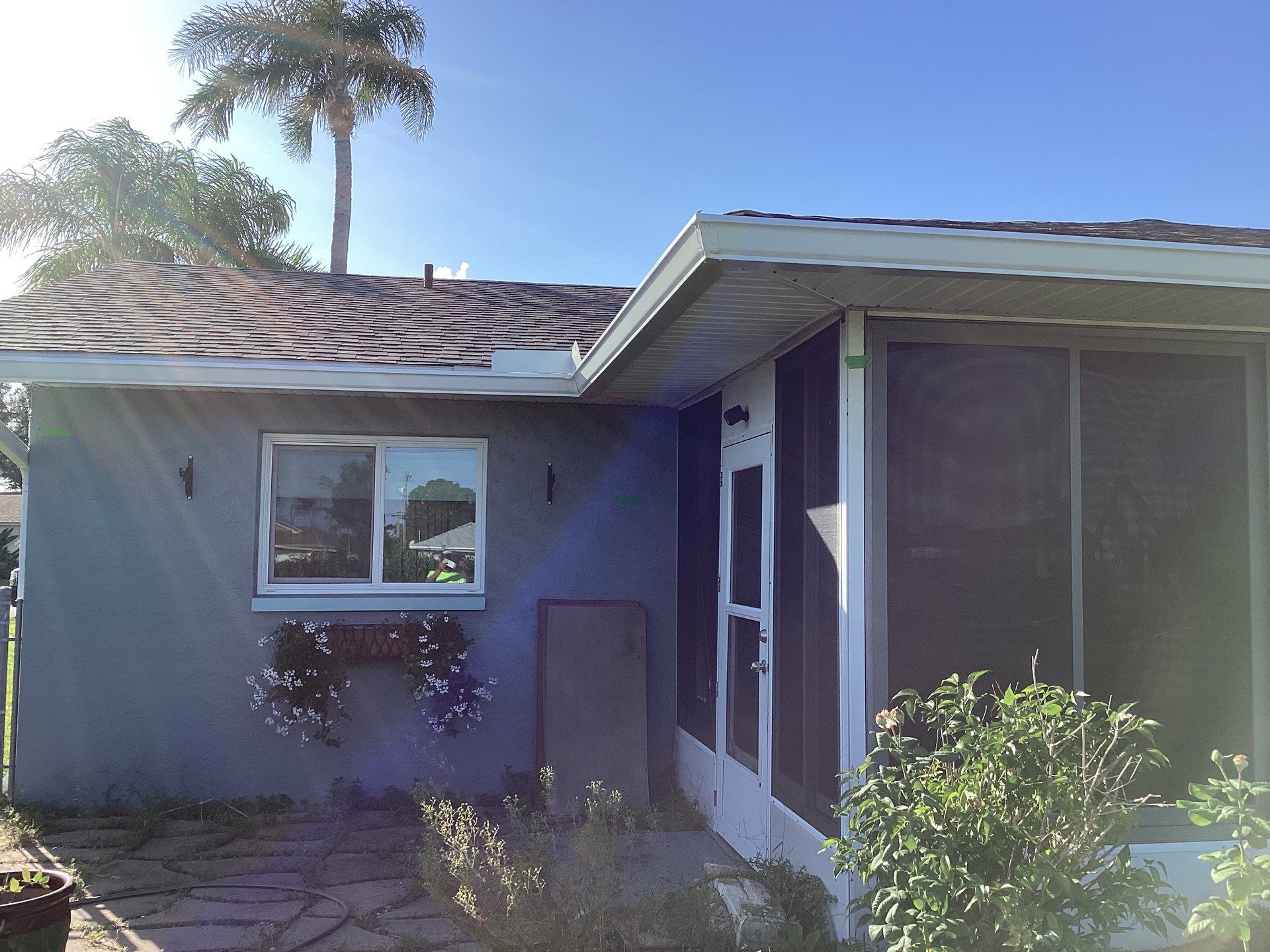 Soffit and Fascia Installation using White Vinyl Soffit in Cape Coral FL by Gutter Professors