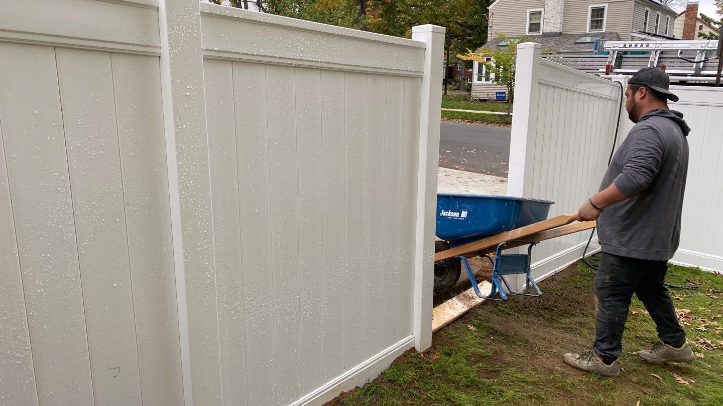 Fence Installation using Vinyl Fence  by A Plus Exterior