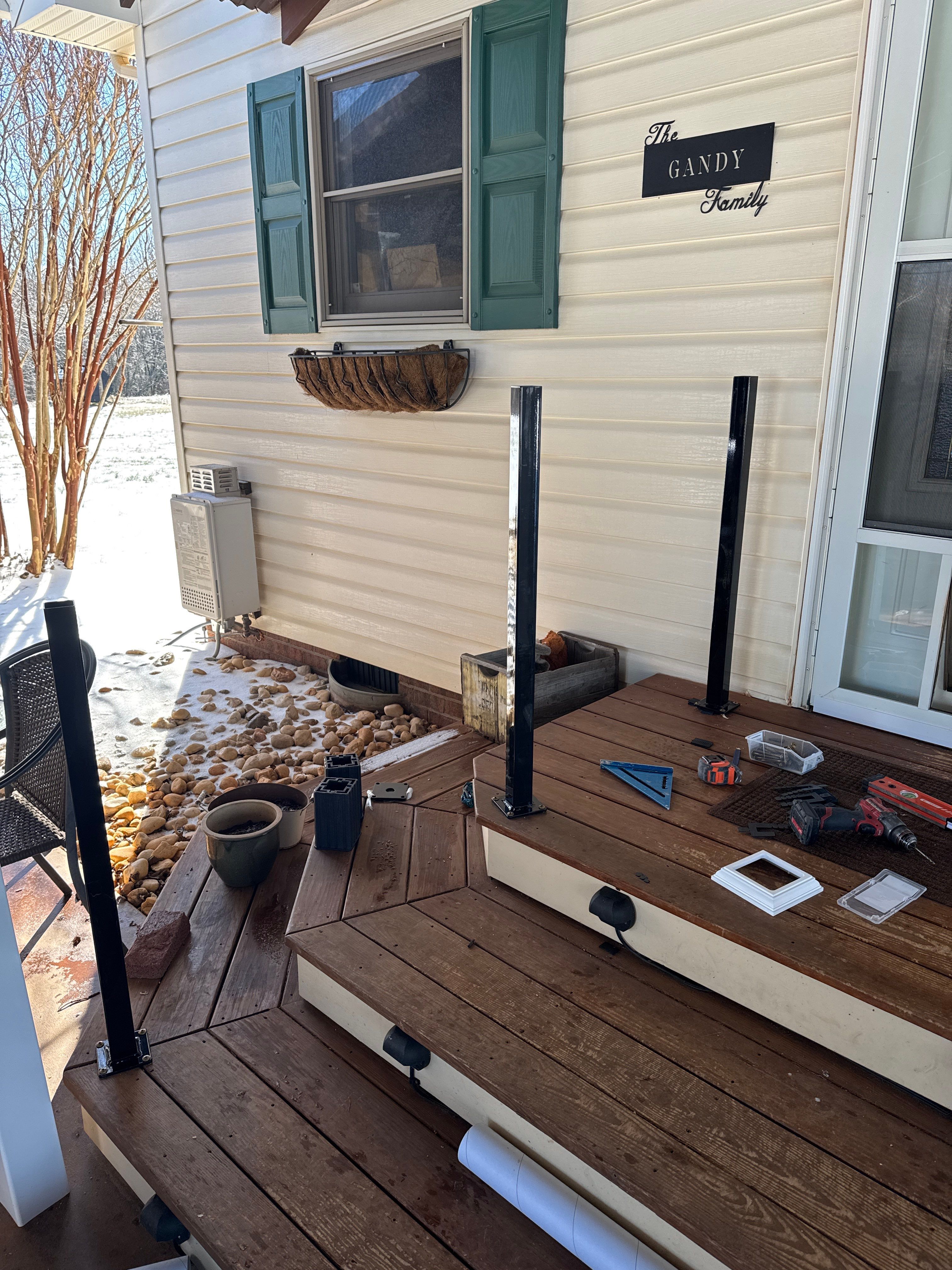 Carport Entry Vinyl Railing Install by A Step Above Handy LLC