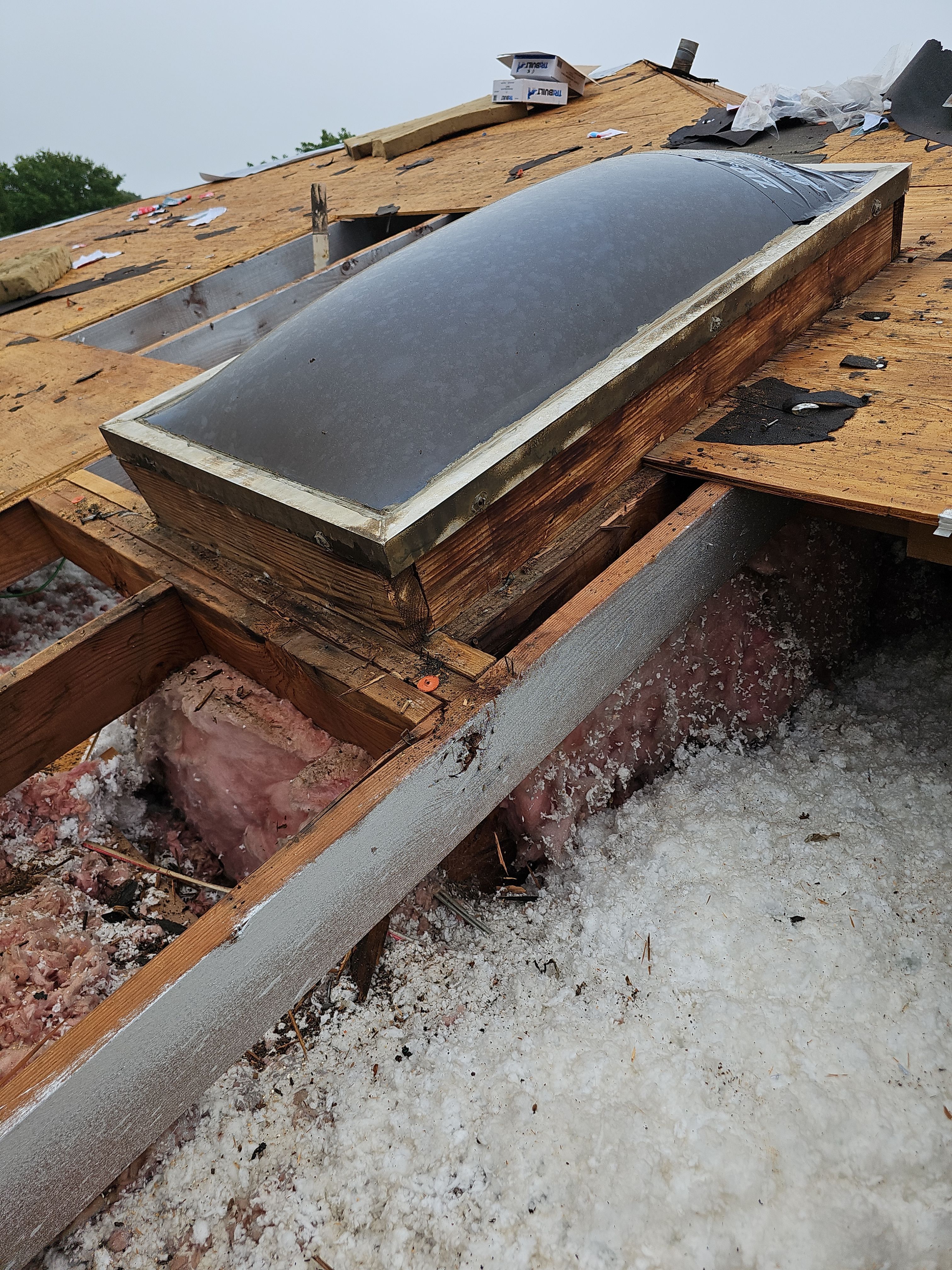"Full Roof Replacement Due to Hail and Water Damage – Before & After" by road roofing llc