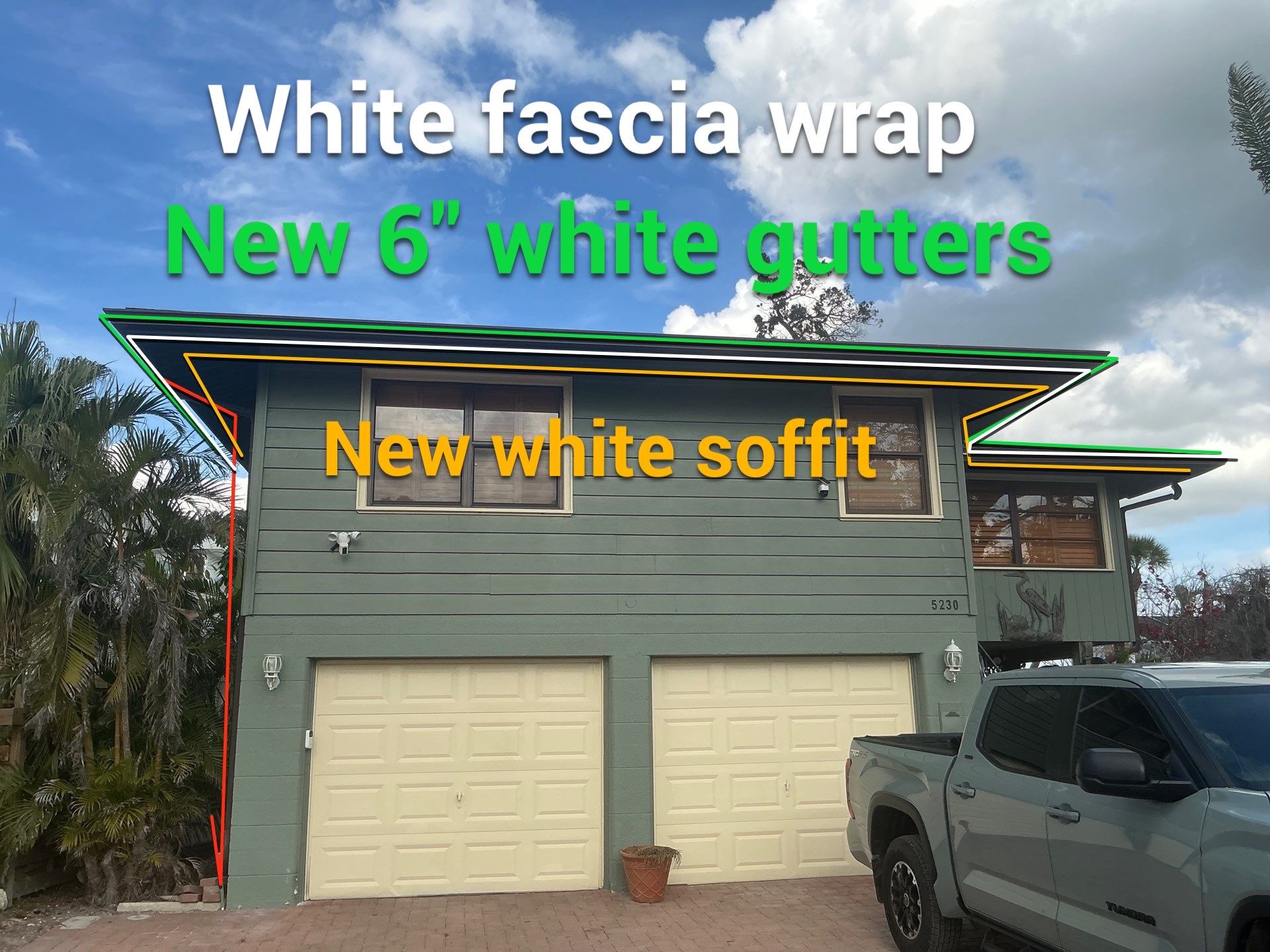 White Soffit and Fascia Installation in Longboat Key FL by Gutter Professors
