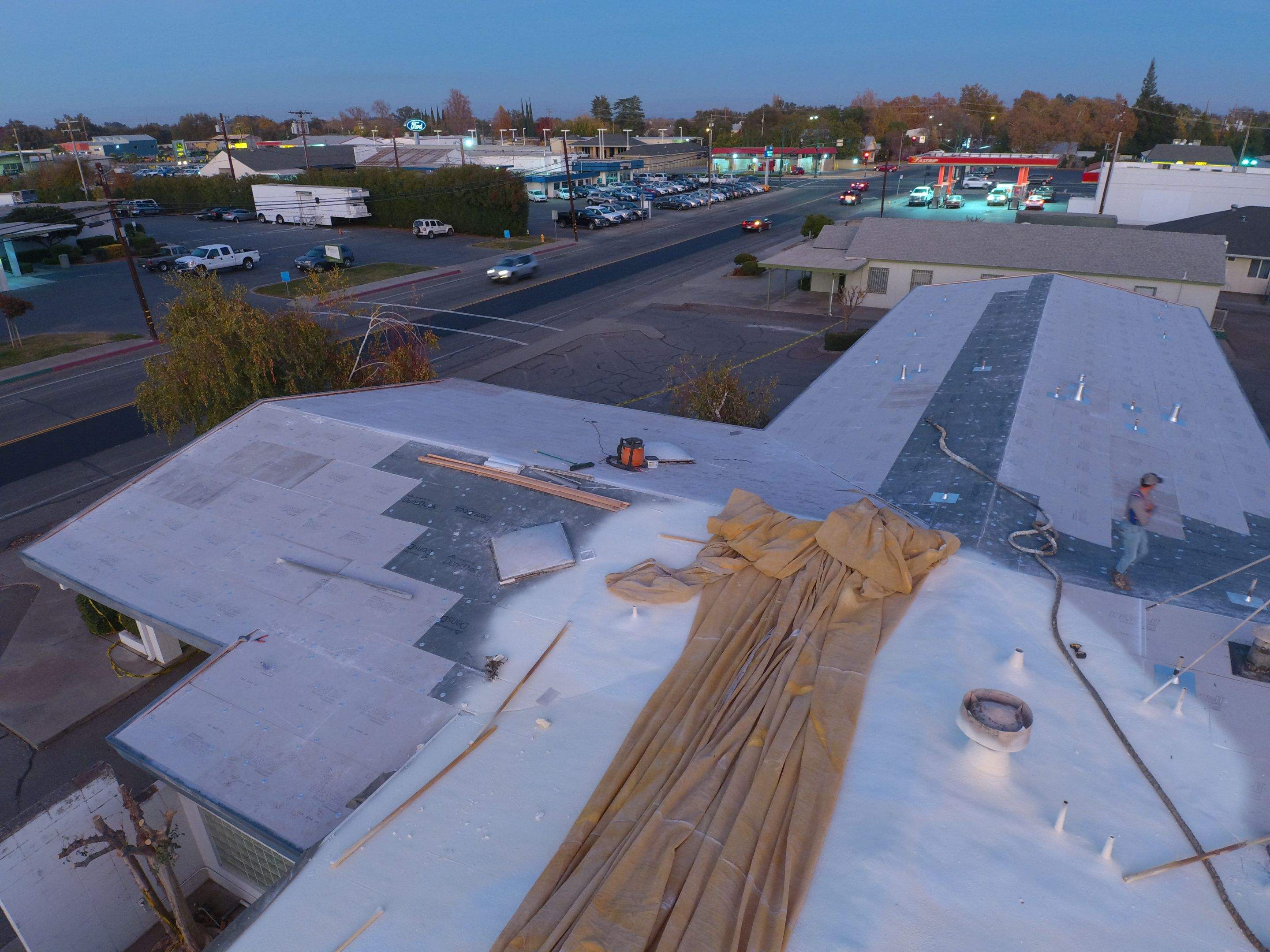 Spray foam and coatings using Conklin Benchmark/PUMA XL coatings and spray foam by Straight Edge Roofing Inc