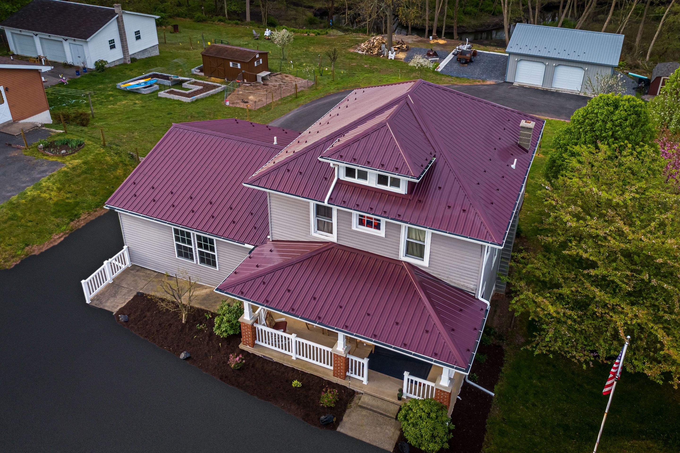 Metal Roof-burgundy by Esh Builders