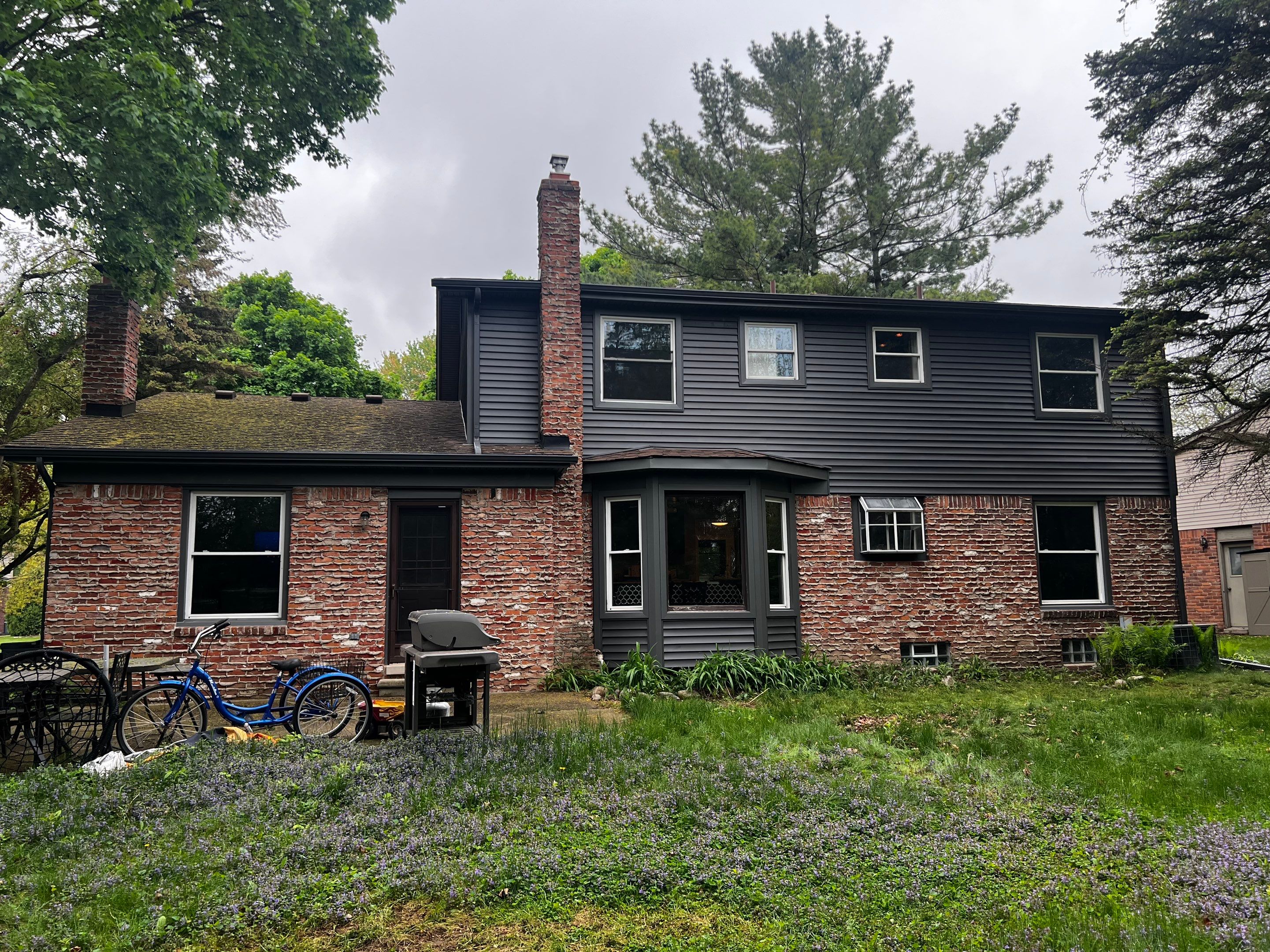 Siding Replacement  using Certainteed Monogram Vinyl D4" Smoky Gray color by Bloomfield Construction & Restoration