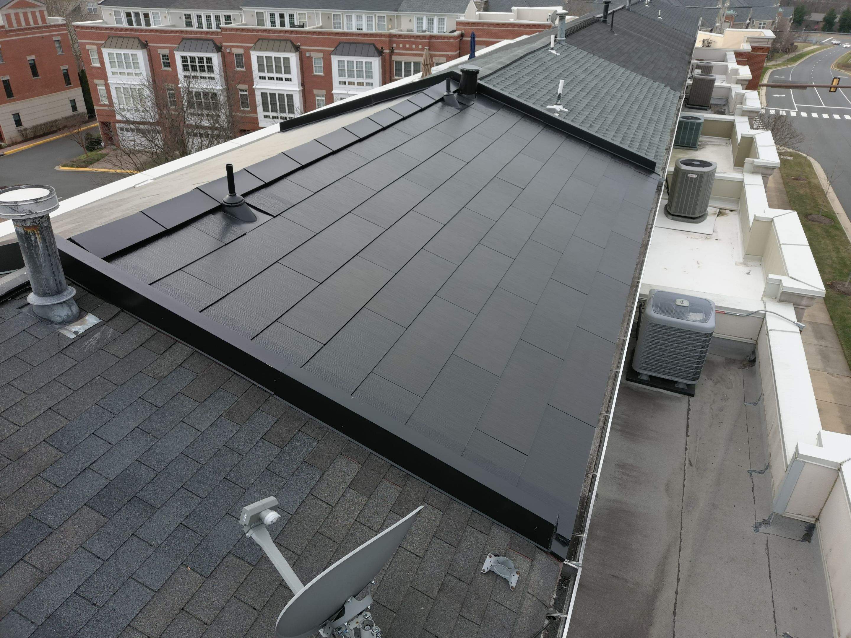 Tesla Solar Roof on a Townhouse in Reston, VA by American Home Contractors
