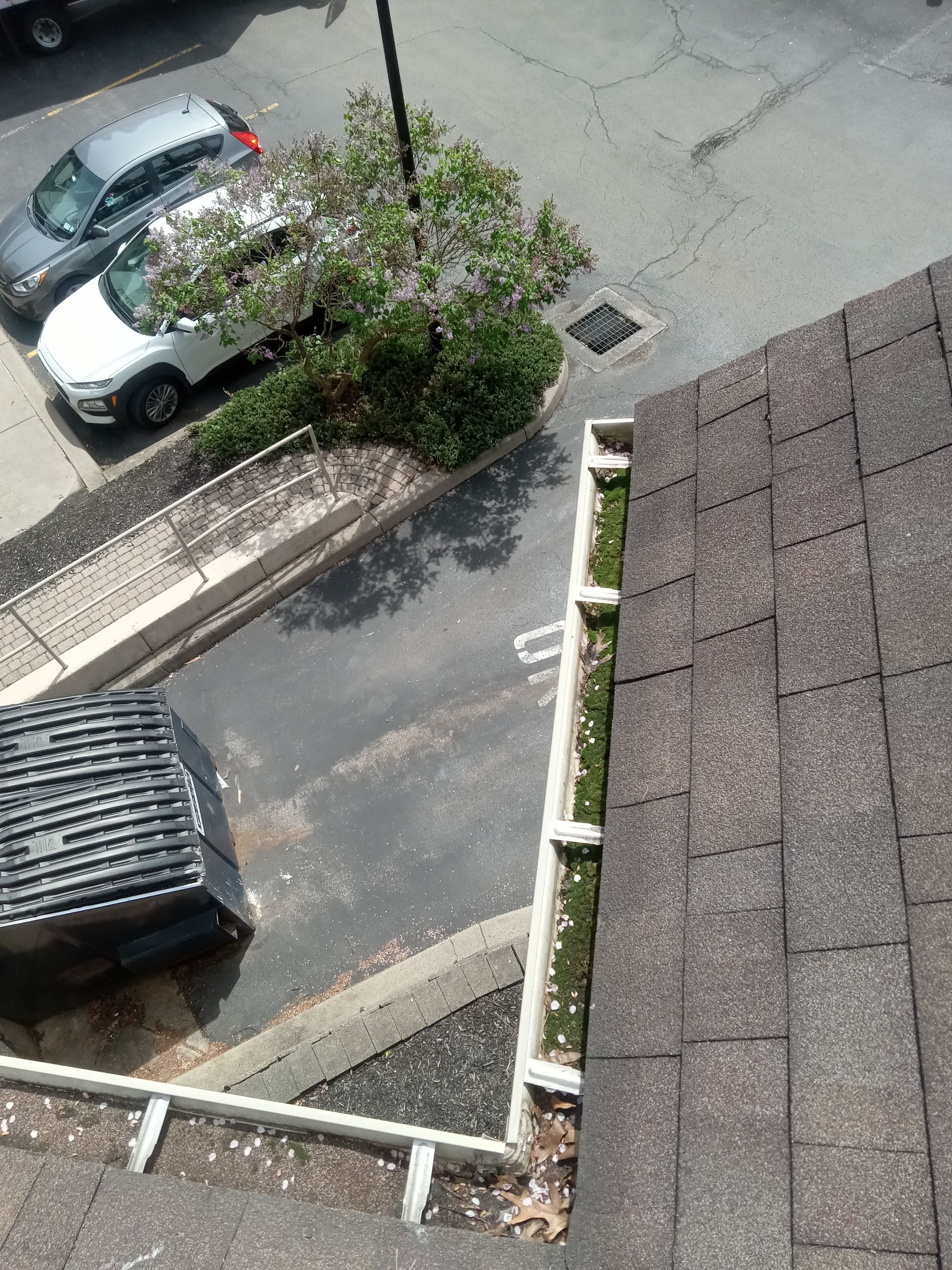 Commercial gutter cleaning Georgia before photo with filled gutters