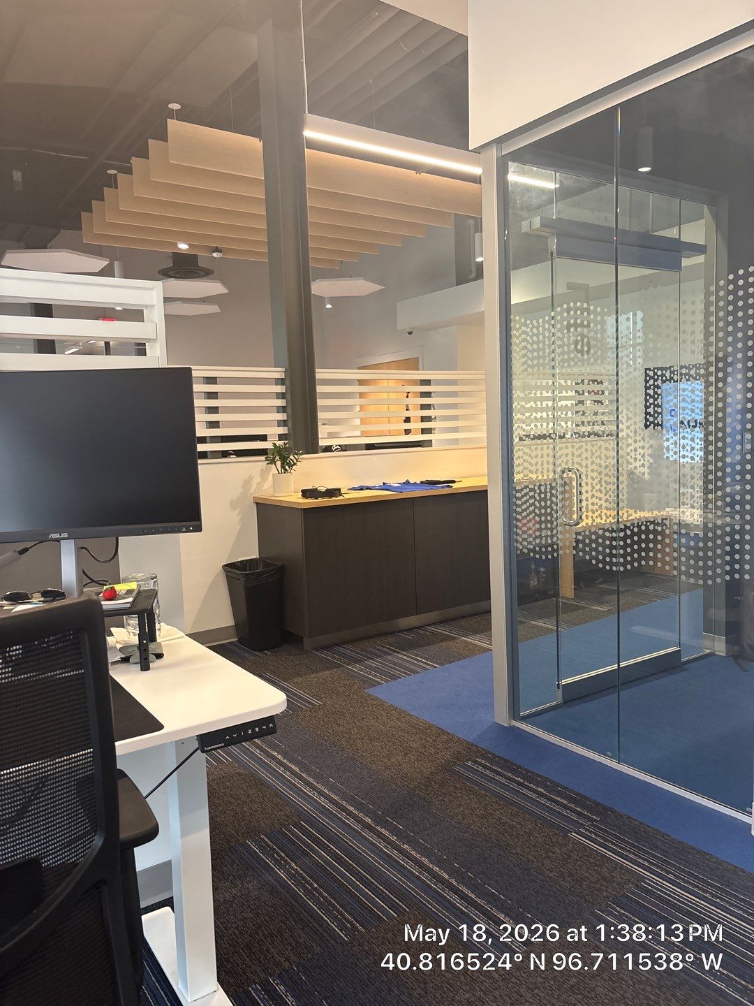 Modern Office Renovation in Lincoln Featuring Acoustic Ceilings and Glass Partitions by CompanyCam Sales Demo