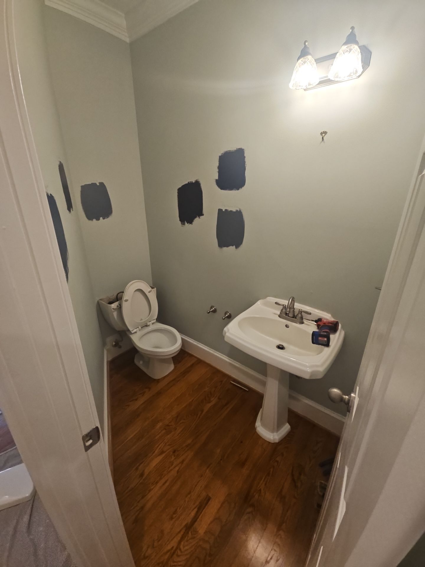 Powder Room Refresh & Lighting Upgrade by A Step Above Handy LLC 
