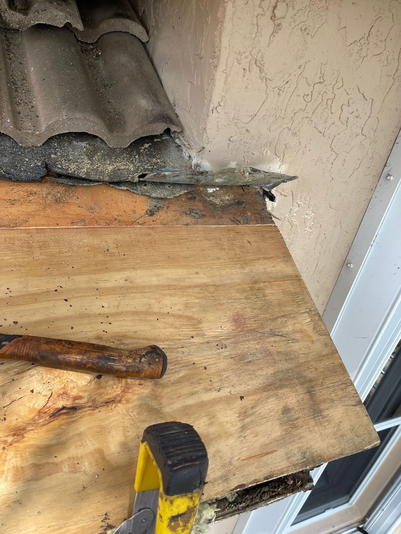 Roof repair due to bird-related damage by The Goat Contractor ( Giampri Corp)