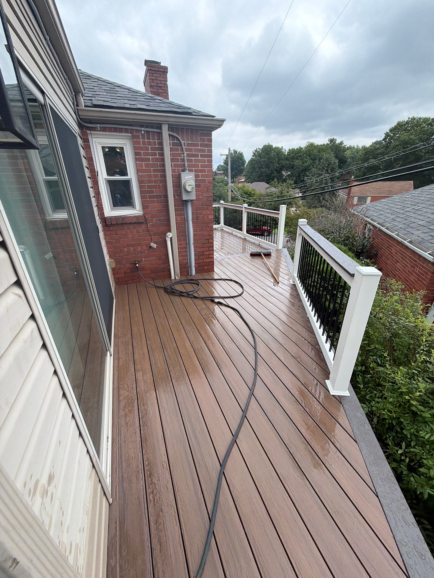 2 tone Composite Re-Deck with Vinyl Railings in Pittsburgh by Cousins Roofing Siding & Decks