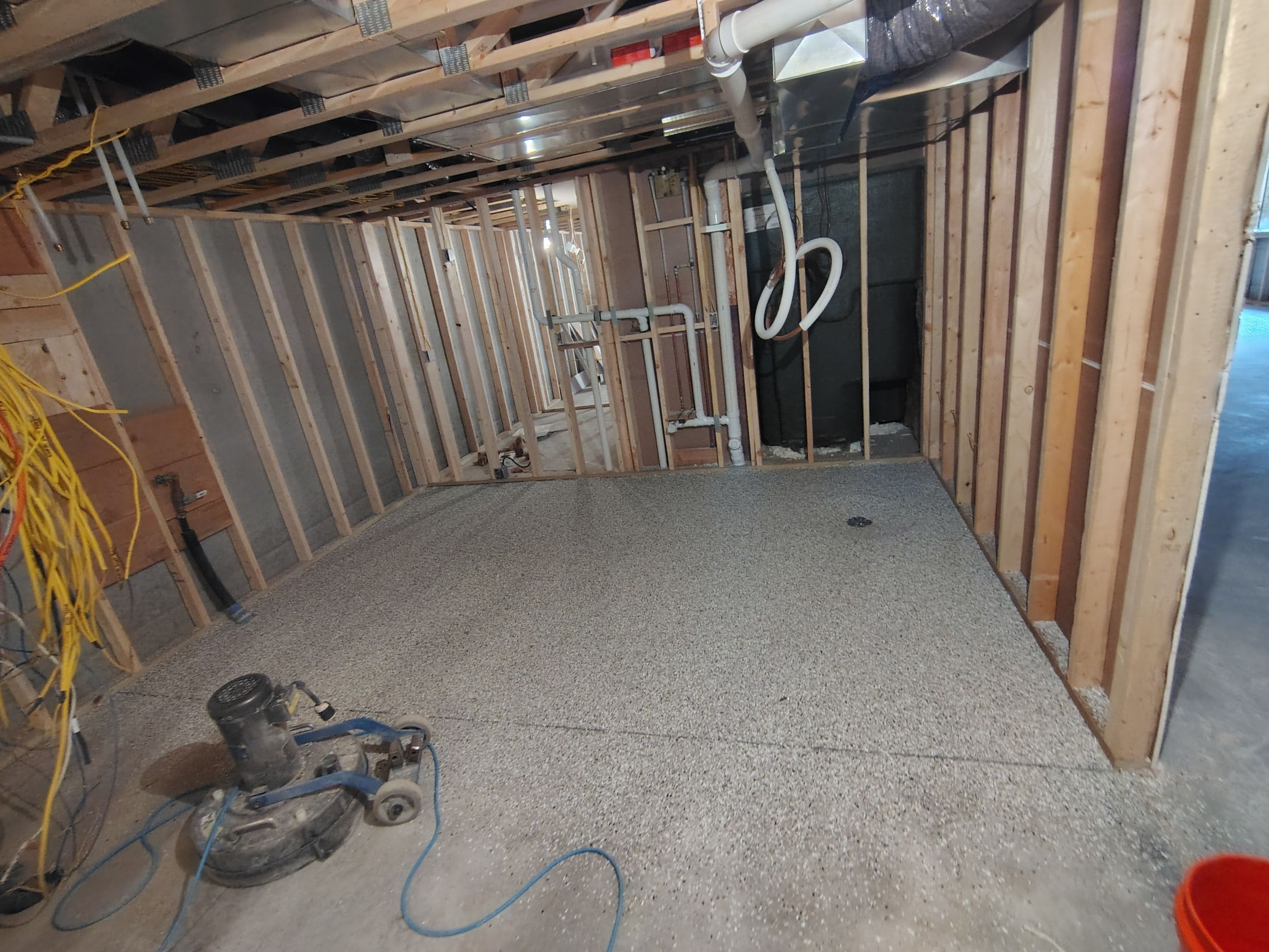 Custom Garage and Basement Epoxy Floor Coating in Menno by Select Painting, Coatings & Garage Cabinets