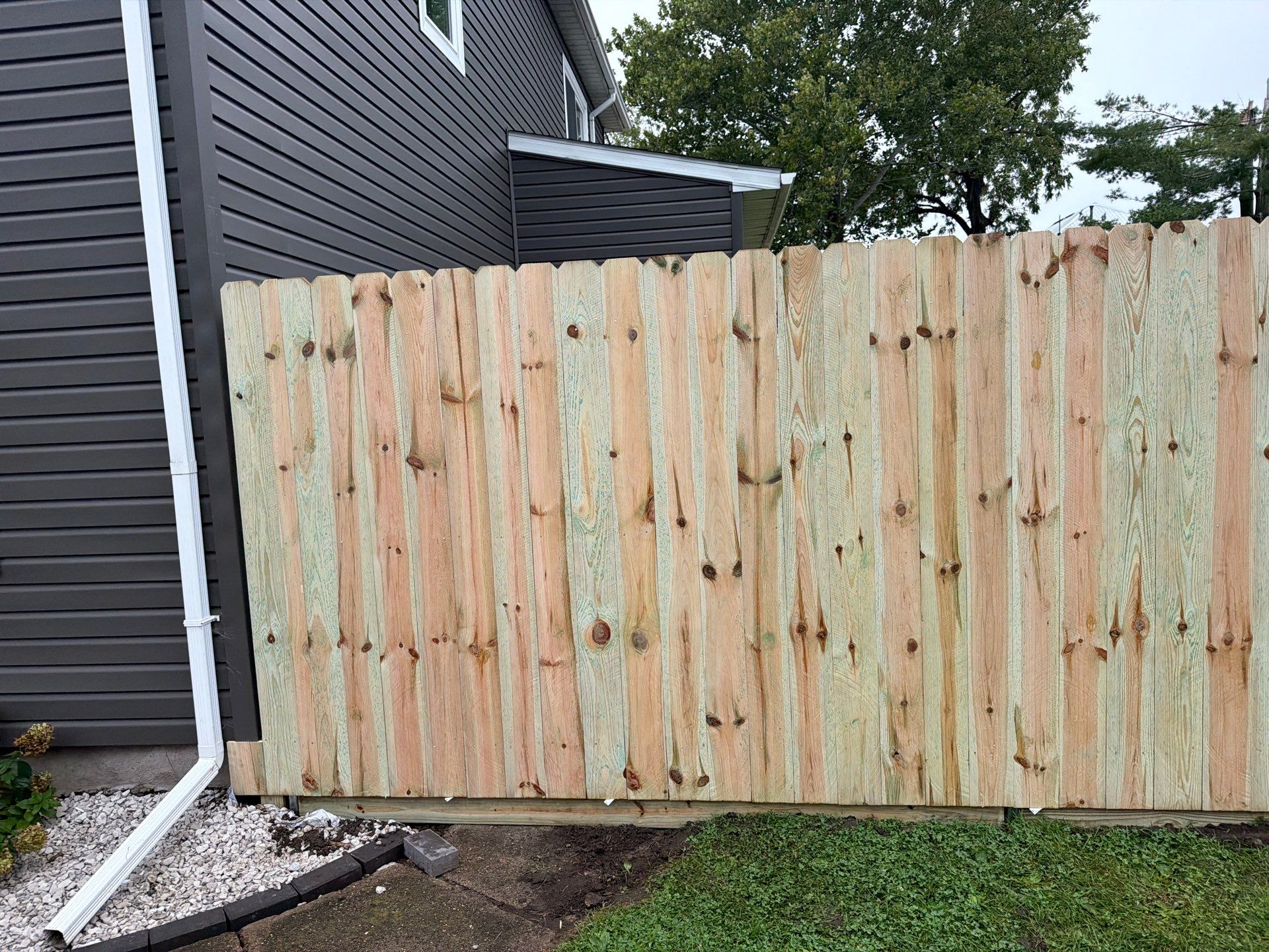 Custom Wood Privacy Fence and Black Chain Link Gate in Independence by Perfect Picket Fence and Stain