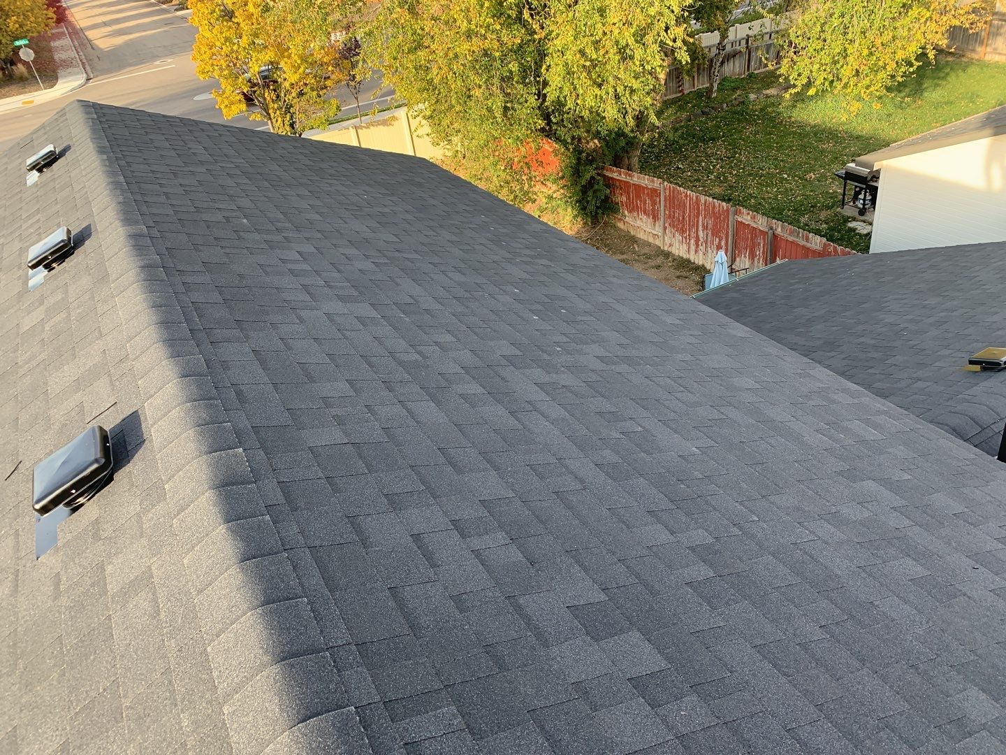 Meridian two story roof installation using Owens Corning Onyx Black by ID Roofing LLC