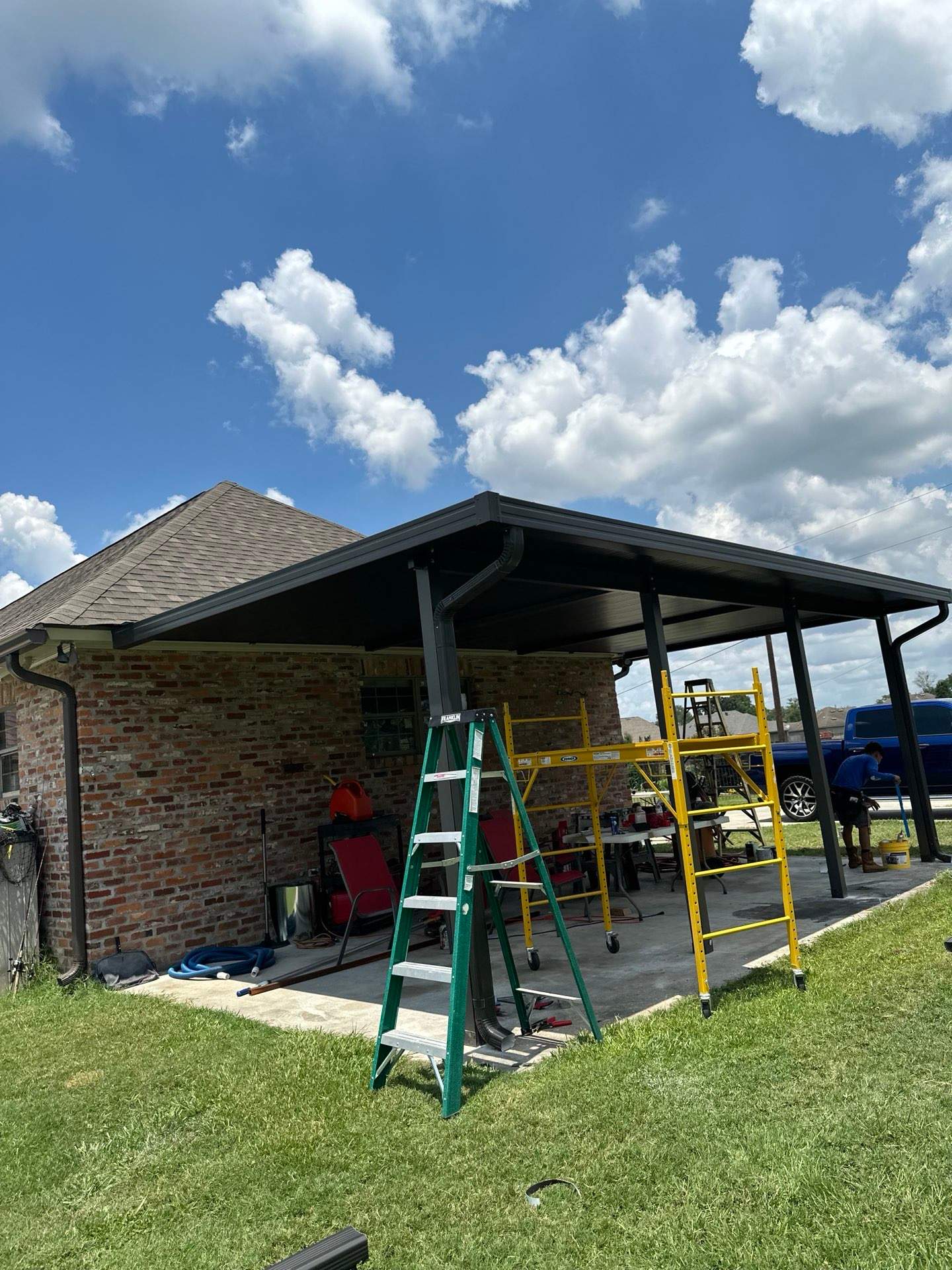 Residential Roofing Installation using Atlas Pinnacle Impact Weathered Wood; Weathered Bronze Gutters  by Top Team Construction