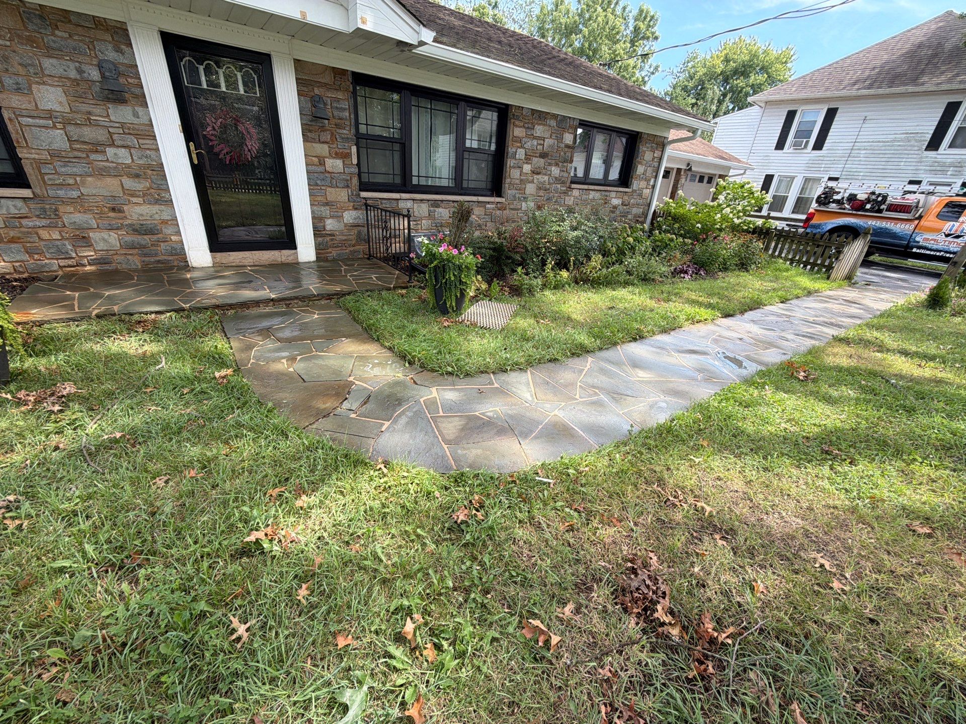 Composite Deck and Flagstone Walkway Washing by Baltimore Pressure Washers Inc.