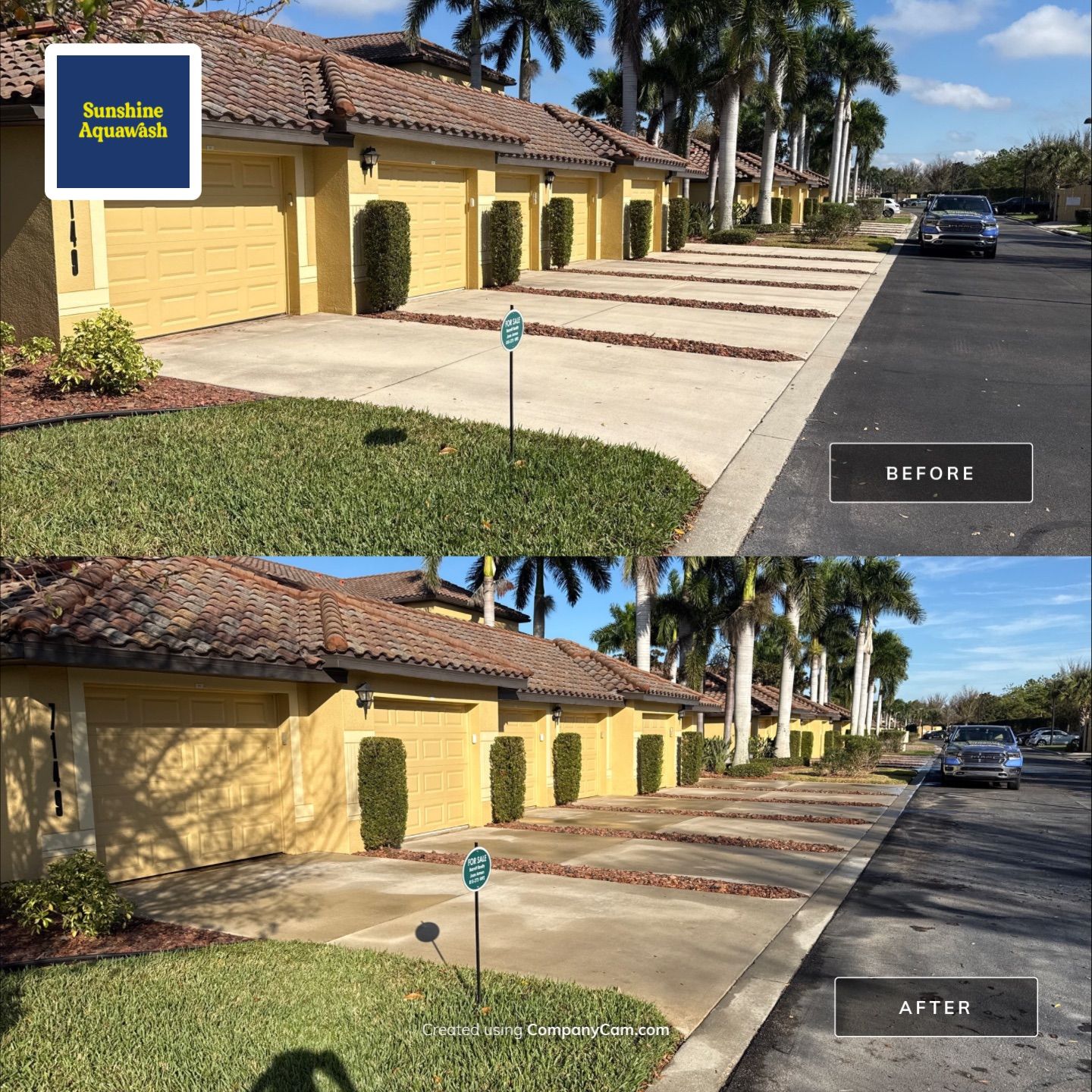 HOA Condo Concrete Driveway & Sidewalk Cleaning – River Strand Community, Bradenton, FL by Sunshine AquaWash