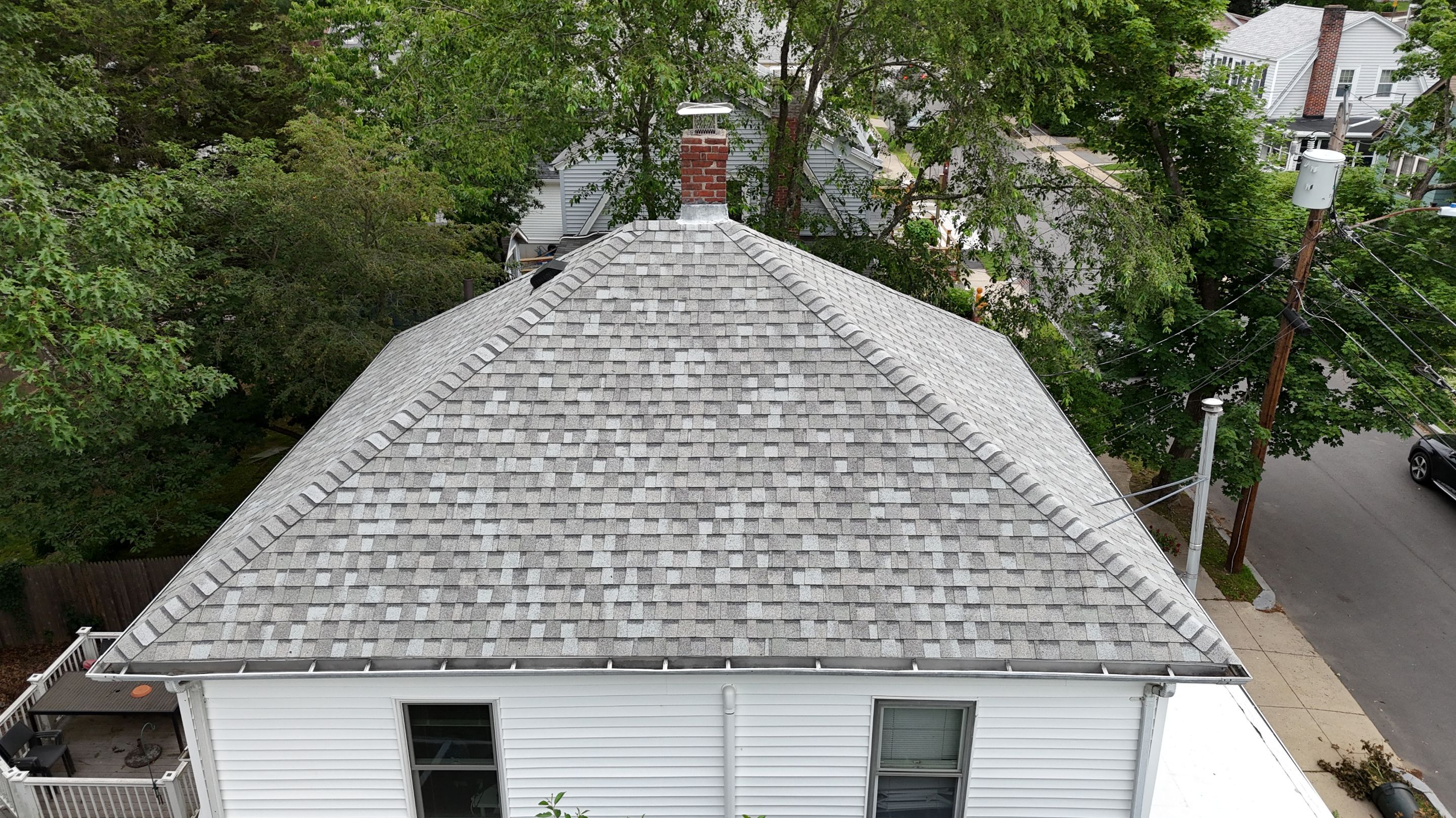 Title: Full Roof Replacement in Watertown, MA – Owens Corning Duration, Sierra Gray with Chimney Flashing Replacement by JOHNNYS PRO