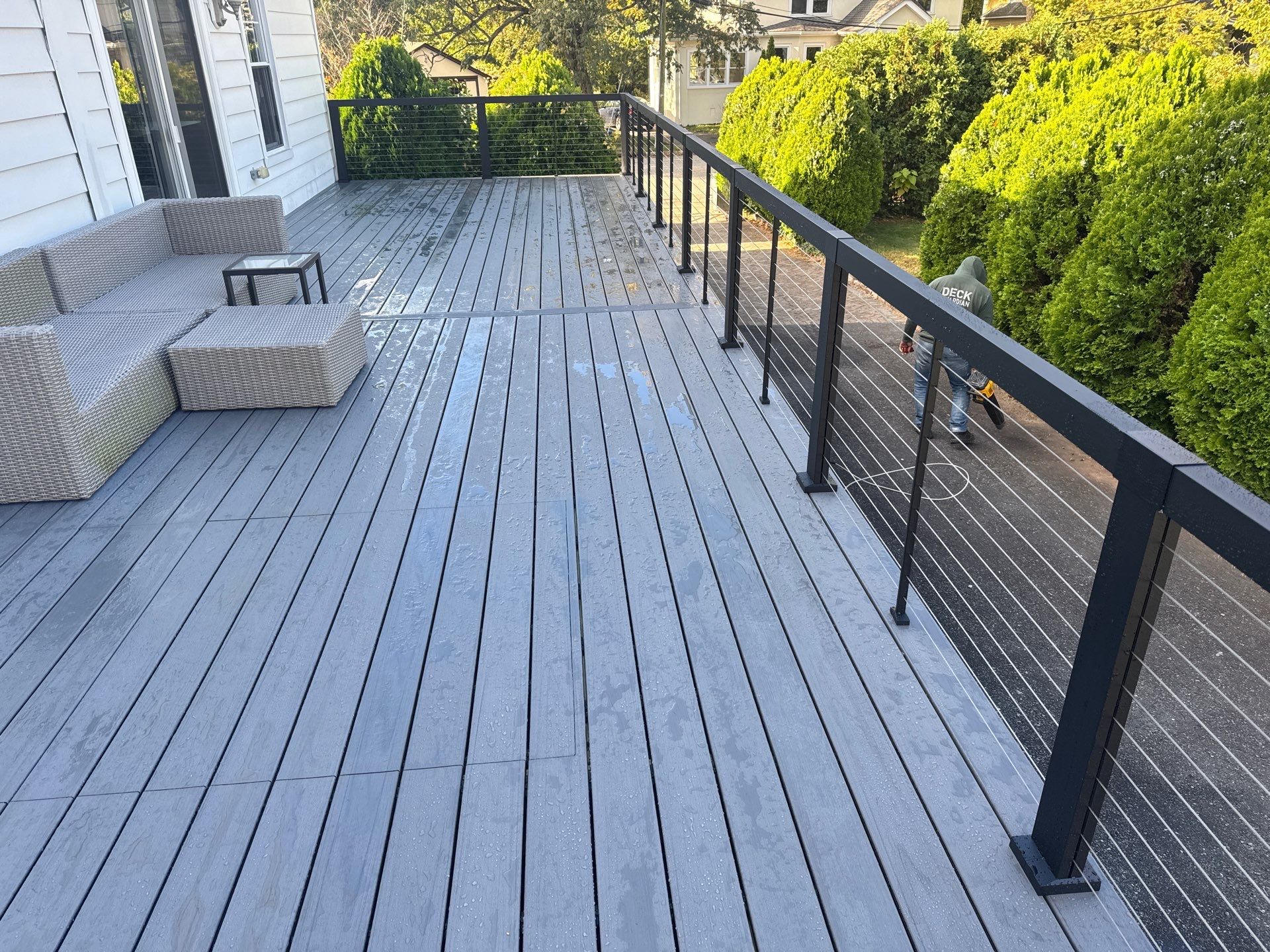 new deck with cable rails in Montclair NJ by deck guardian