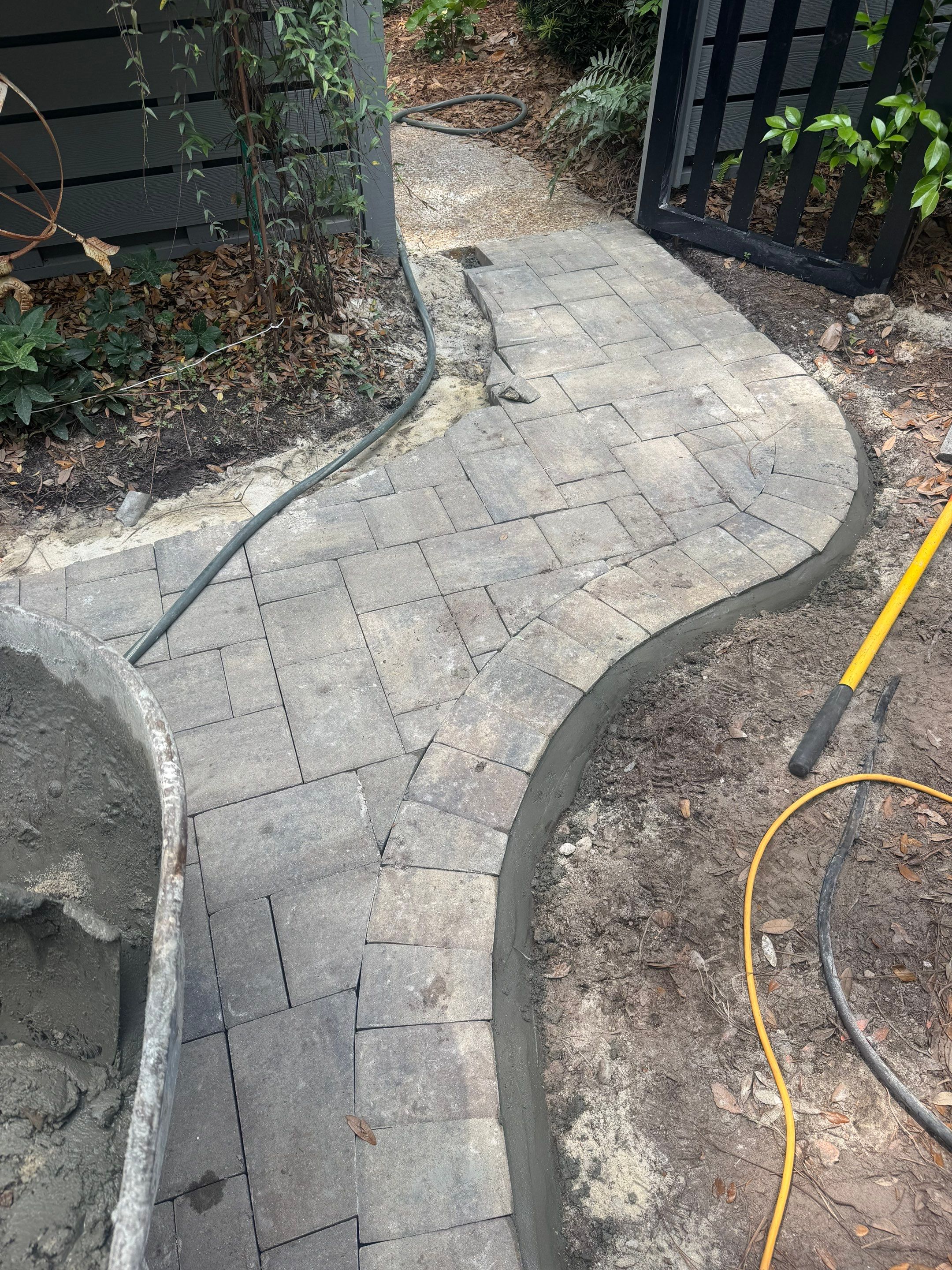 Residential Gray Stone Paver Entry Walkway Installation by Lowcountry Scapes, LLC