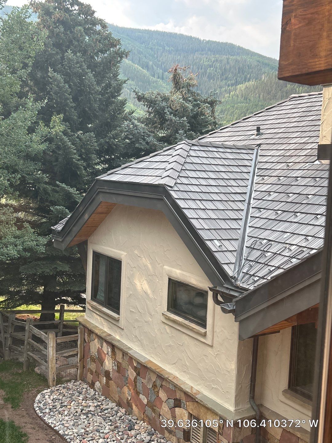Vail Mountain Home Metal Roofing and Stucco Exterior Project by CompanyCam Sales Demo