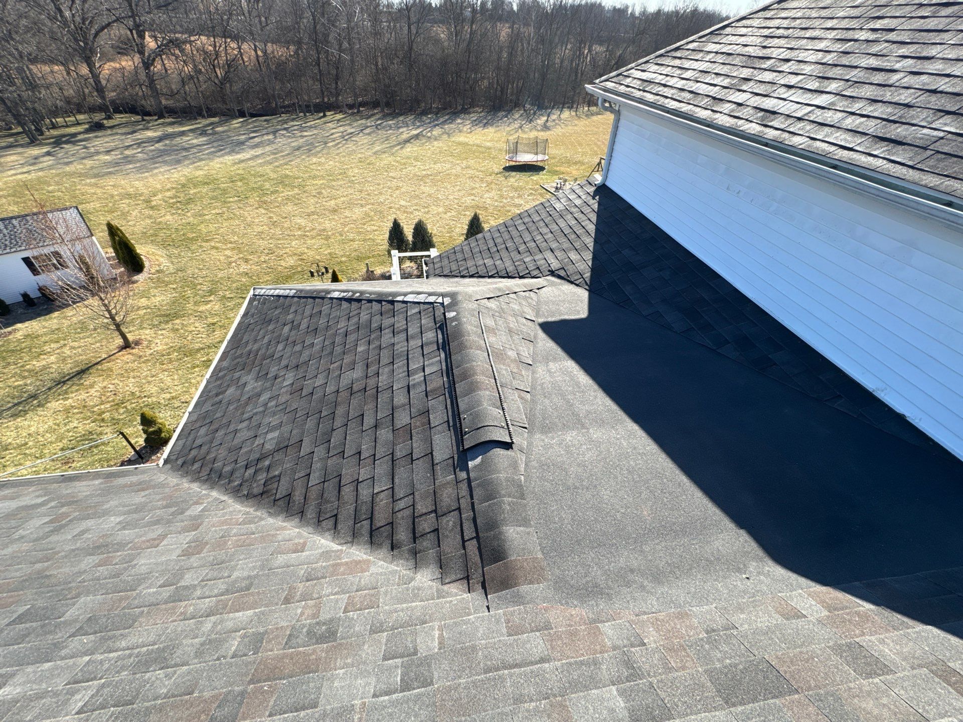Residential Roofing Installation using Malarkey Vista AR Shingles (Black Oak) by Koontz Construction